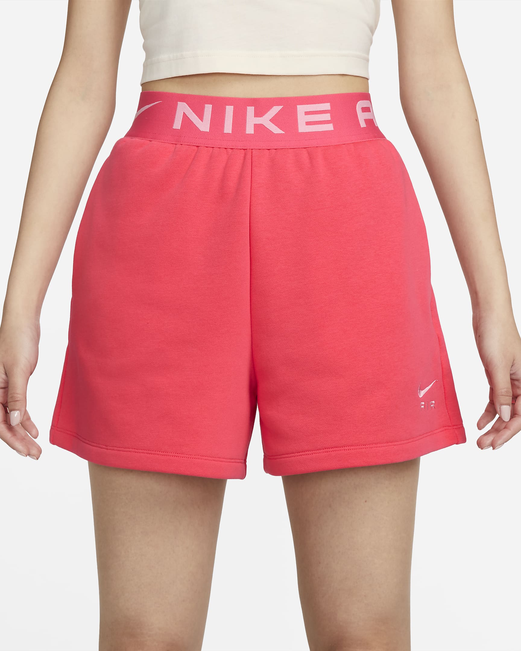 Nike Sportswear Air Women's High-Rise Fleece Shorts - Light Fusion Red/Medium Soft Pink