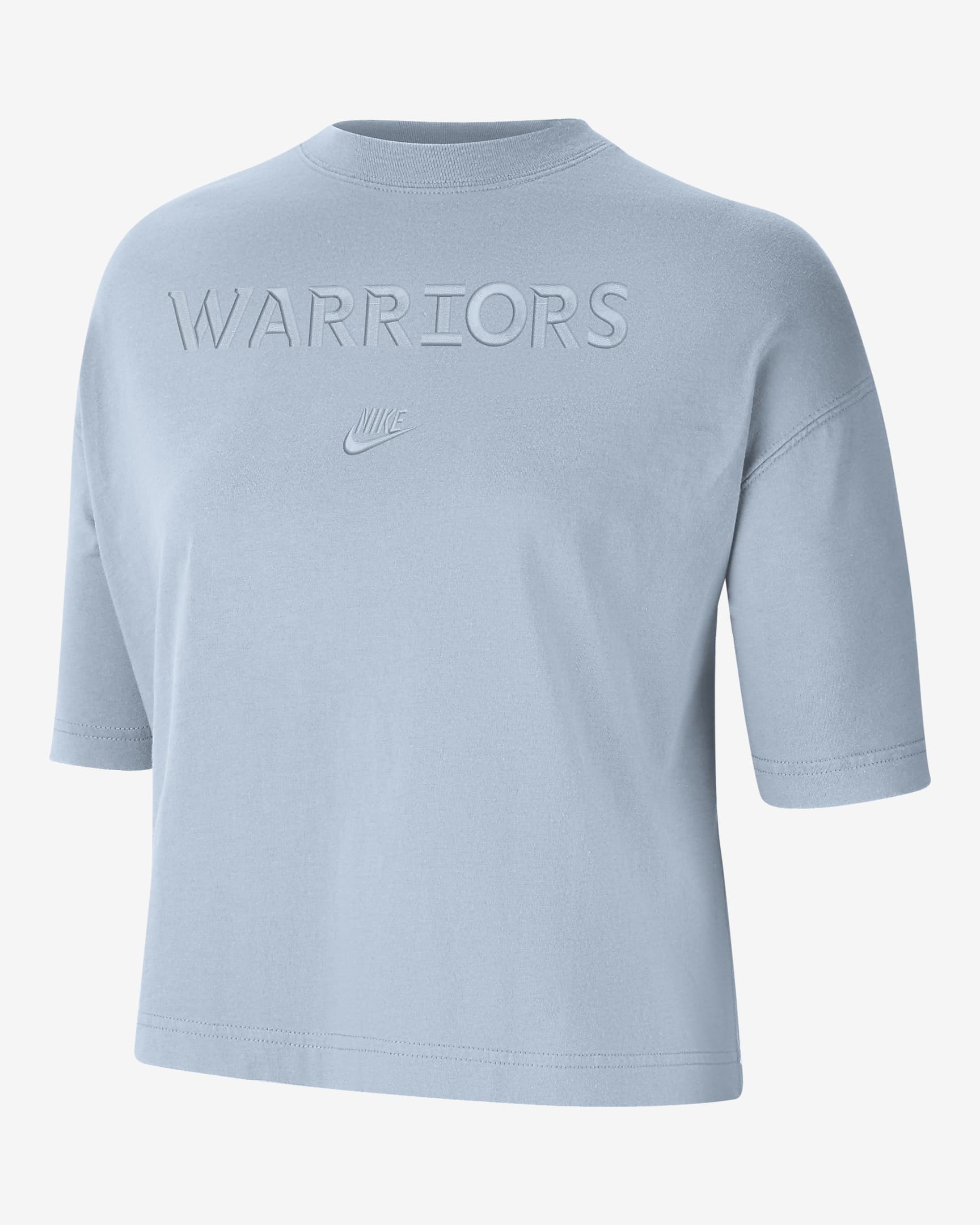 Playera de la NBA Nike de corte cuadrado para mujer Golden State Warriors Courtside Essential - Azul militar claro