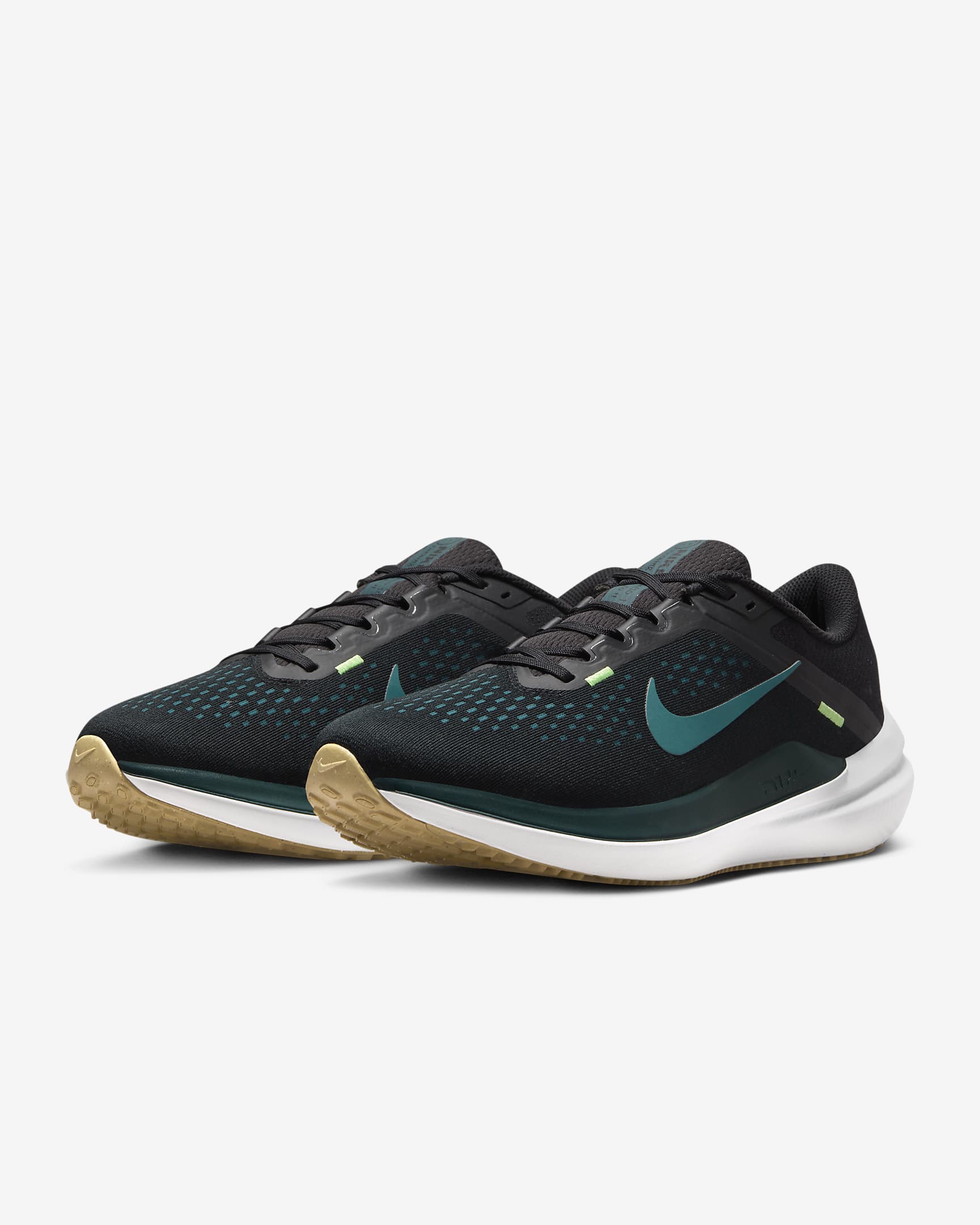 Nike Winflo 10 Men's Road Running Shoes - Black/Deep Jungle/Lime Blast/Geode Teal