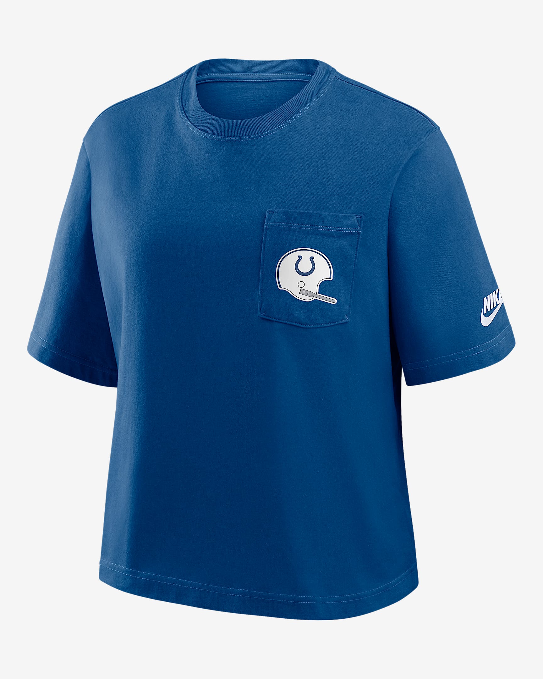 Indianapolis Colts Rewind Pocket Boxy Women's Nike NFL T-Shirt - Royal