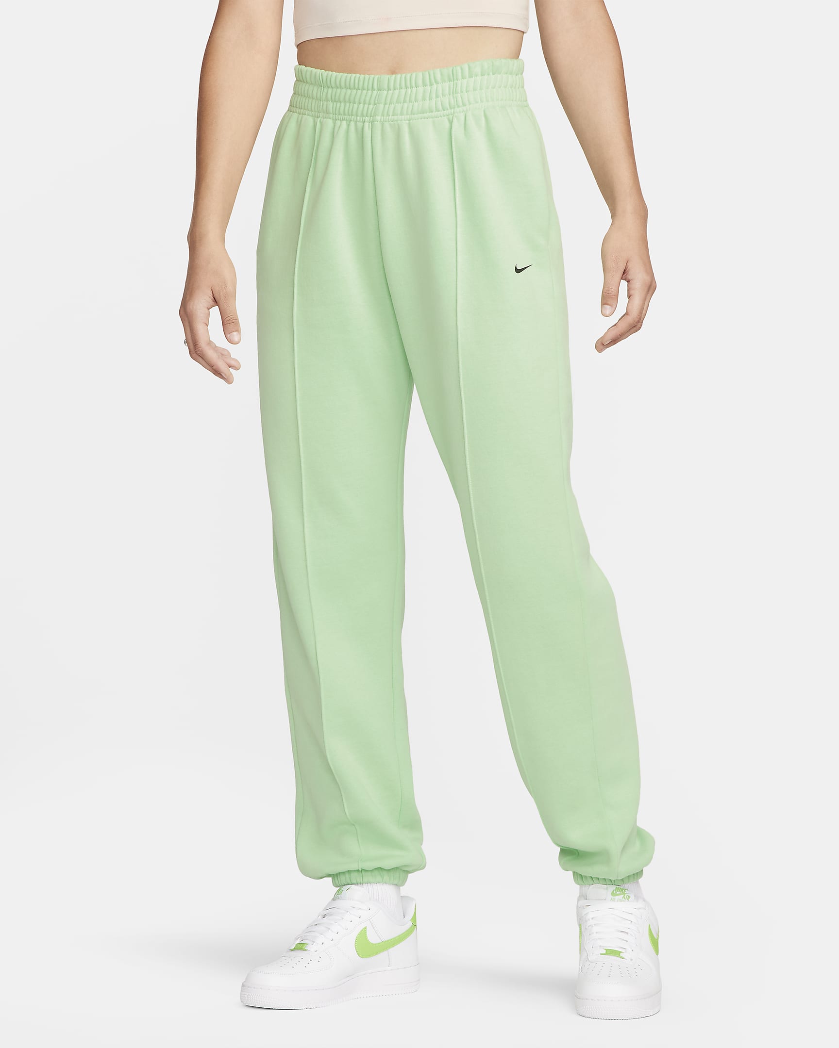 Nike Sportswear ruimvallende fleecebroek voor dames - Vapor Green/Zwart