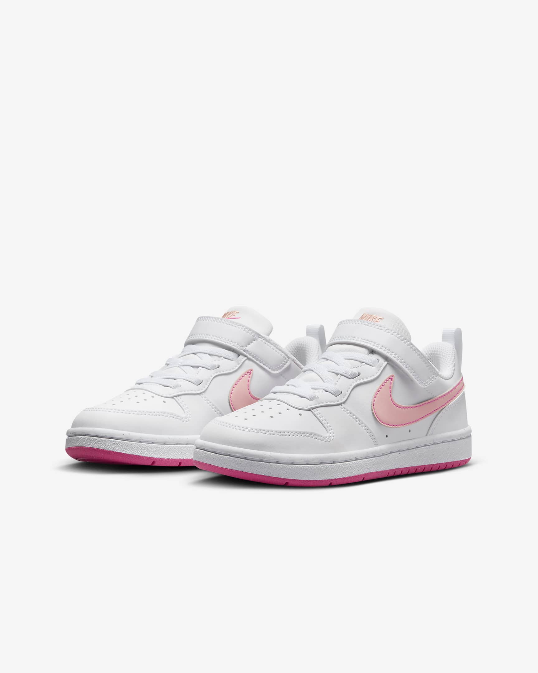 Nike Court Borough Low Recraft Younger Kids' Shoes - White/Pinksicle/Arctic Orange