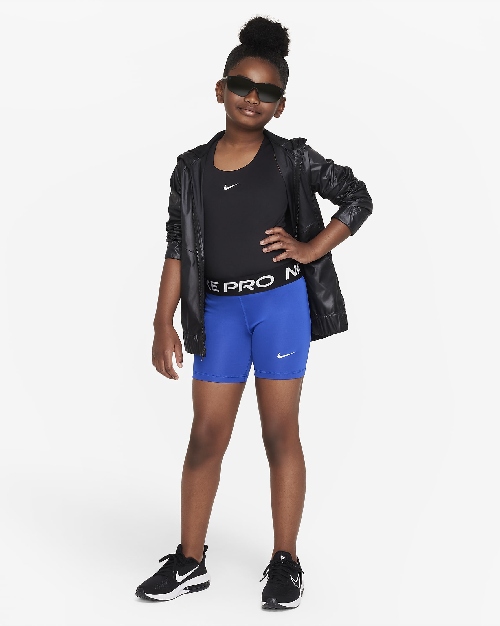 Nike Pro Big Kids' (Girls') Dri-FIT 5" Shorts - Game Royal/White