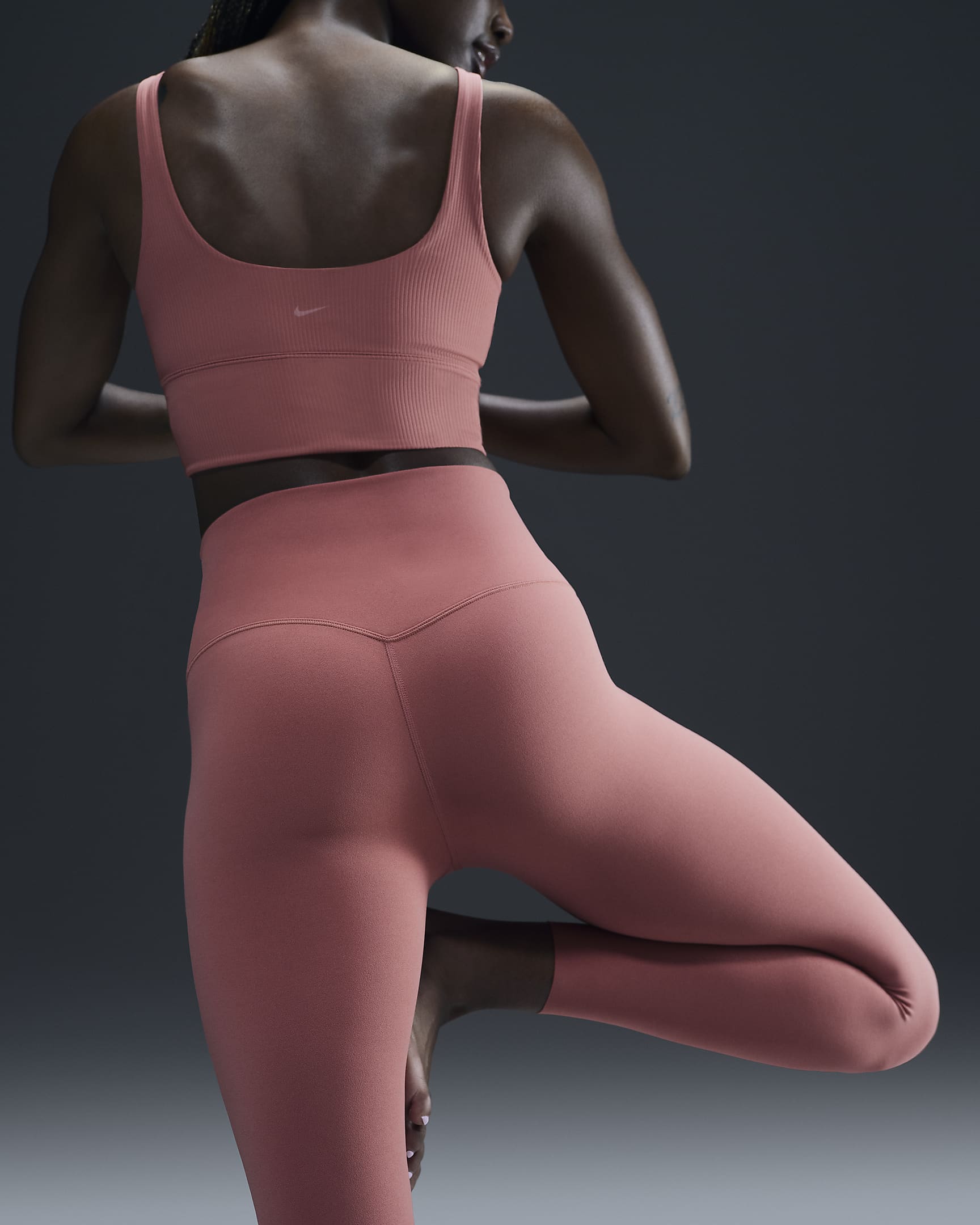 Nike Zenvy 7/8-legging met iets ondersteunende hoge taille voor dames - Canyon Pink/Zwart