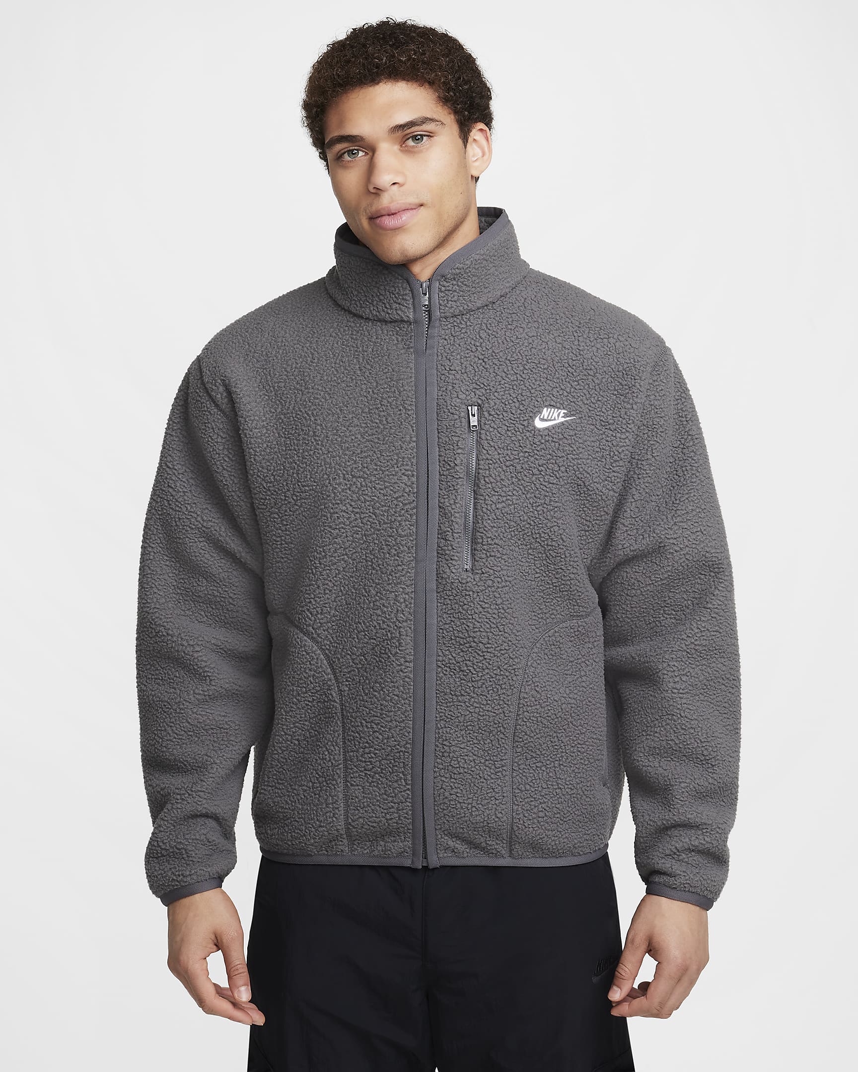 Nike Sportswear Club Men's Fleece Jacket - Iron Grey/White