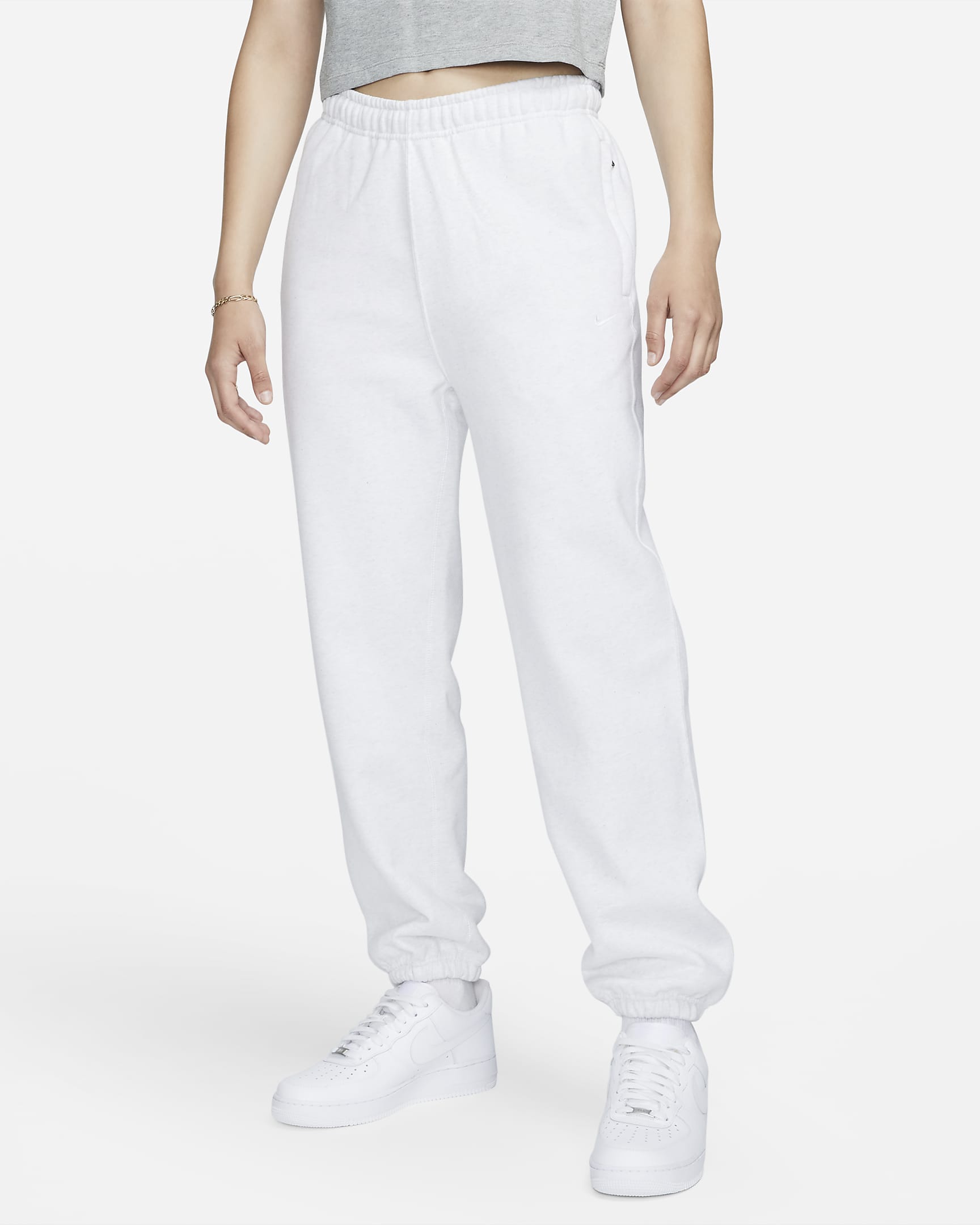 Pantaloni in fleece Nike Solo Swoosh - Donna - Birch Heather