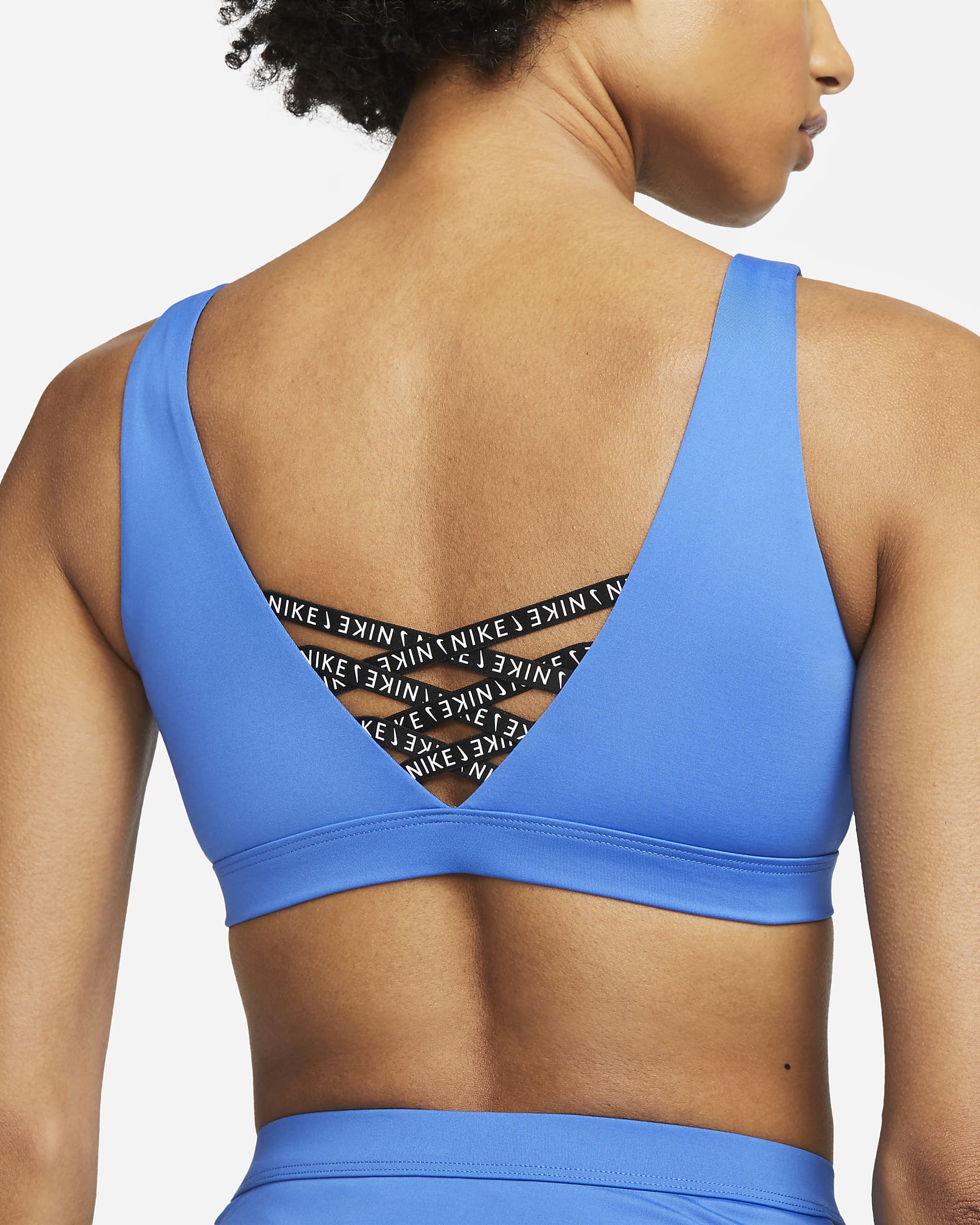 Nike Sneakerkini-bikinitop med rund hals til kvinder - Pacific Blue/sort/sort
