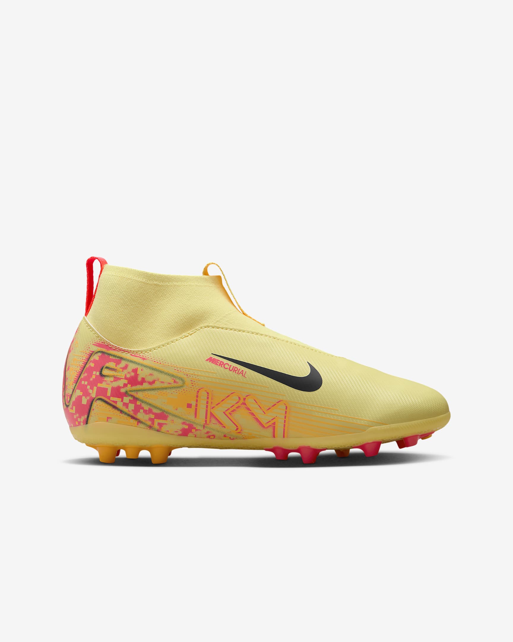 Nike Jr. Mercurial Superfly 10 Academy "Kylian Mbappé" AG High-Top-fodboldstøvler til større børn - Light Laser Orange/Armory Navy