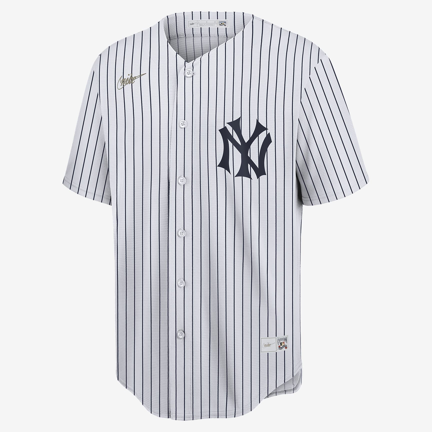 Camiseta de béisbol Cooperstown para hombre MLB New York Yankees (Babe Ruth) - Blanco/Azul marino