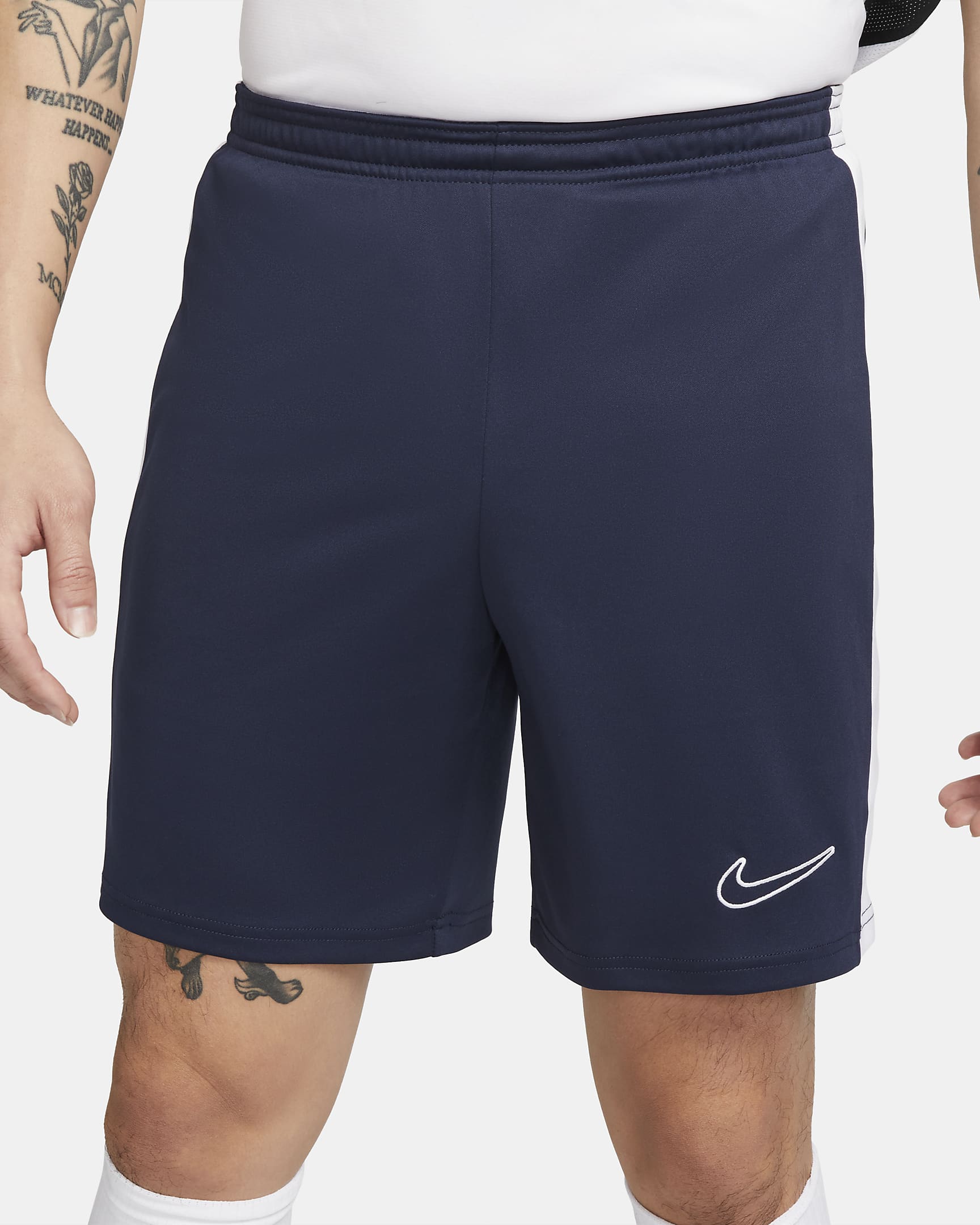 กางเกงฟุตบอลขาสั้นผู้ชาย Nike Dri-FIT Academy - Obsidian/ขาว/ขาว