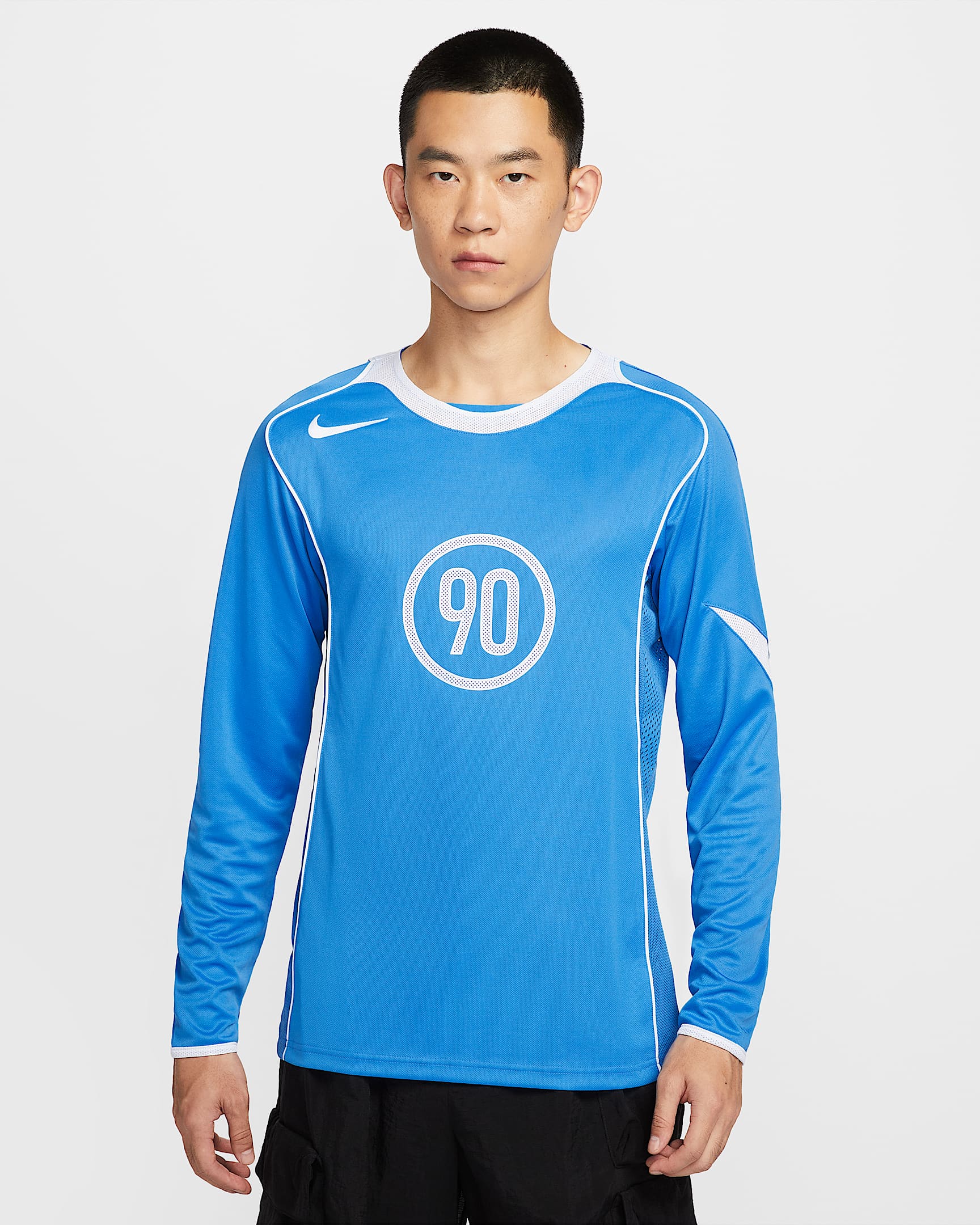 Nike Total 90 男款 Dri-FIT 長袖足球上衣 - Light Photo Blue/白色/白色/白色