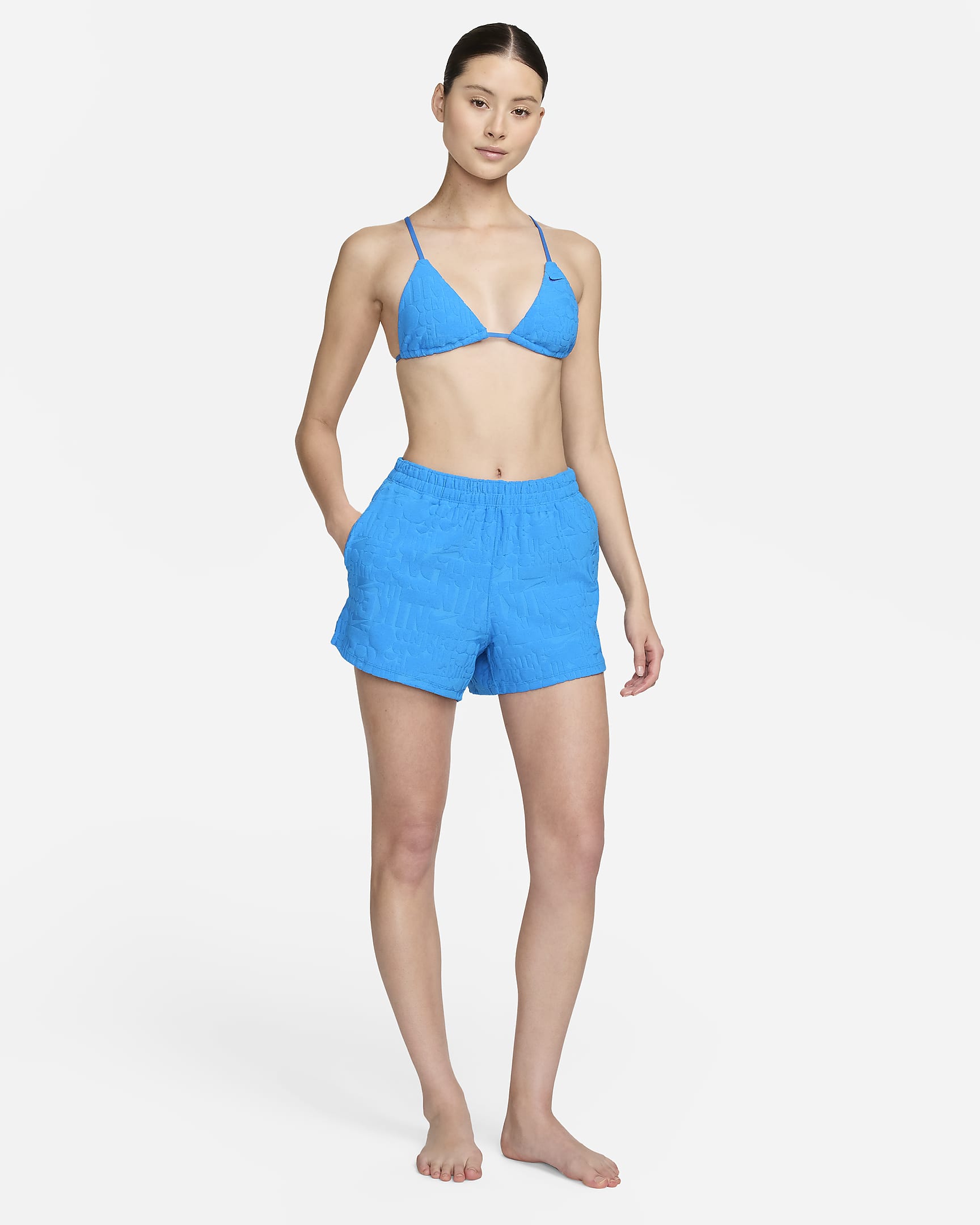 Shorts para salida de baño para mujer Nike Swim Retro Flow - Azul foto