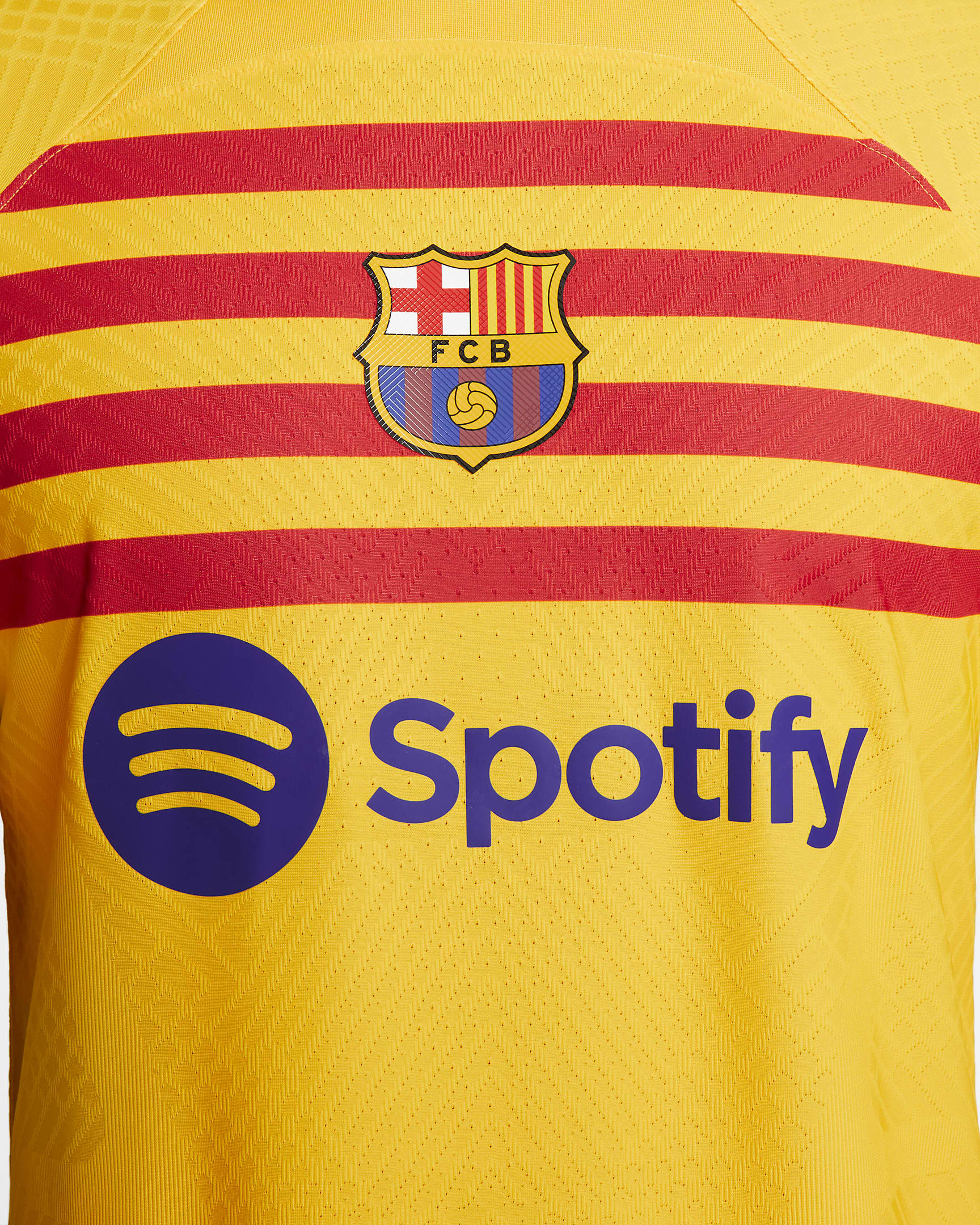 Jersey de fútbol Nike Dri-FIT ADV del FC Barcelona partido complementario 2023/24 para hombre - Amarillo/Rojo universitario/Azul royal intenso