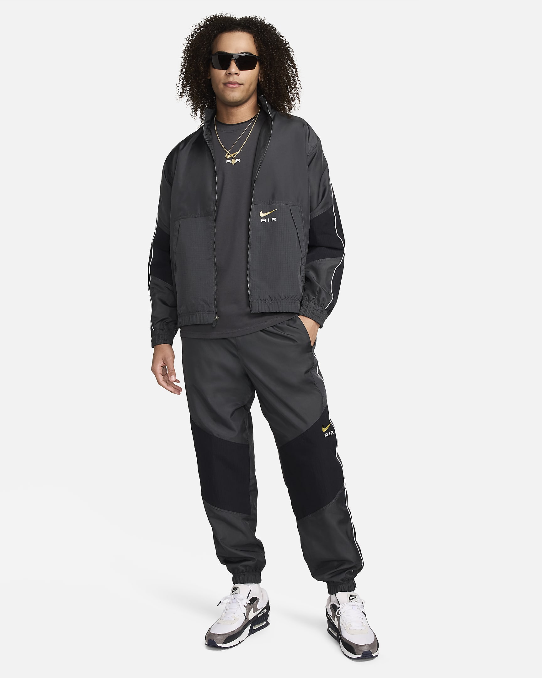 Nike Air Men's Woven Tracksuit Jacket - Dark Smoke Grey/Black