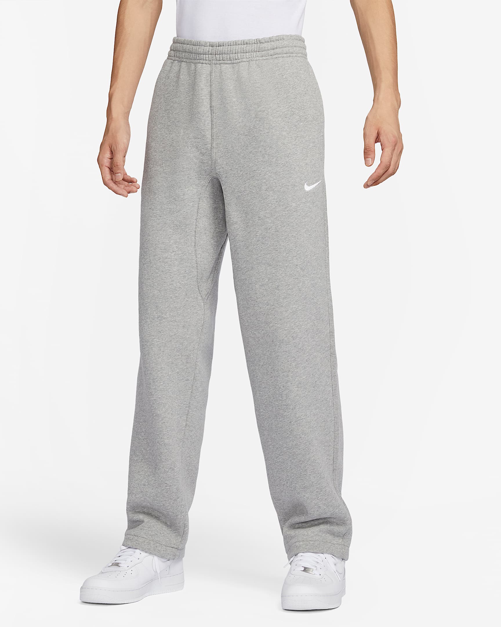 Nike Club Fleece Men's Open Hem Pants - Dark Grey Heather/White