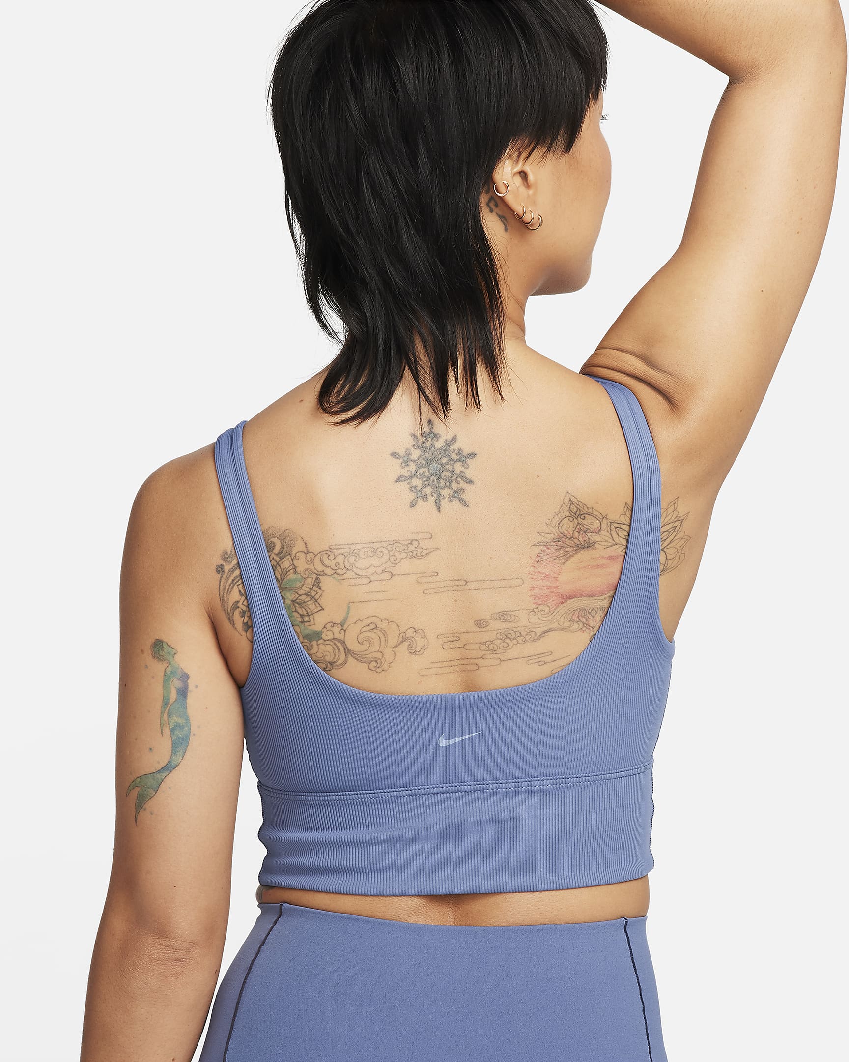 Nike Zenvy Rib Women's Light-Support Non-Padded Longline Sports Bra - Diffused Blue/Diffused Blue/White