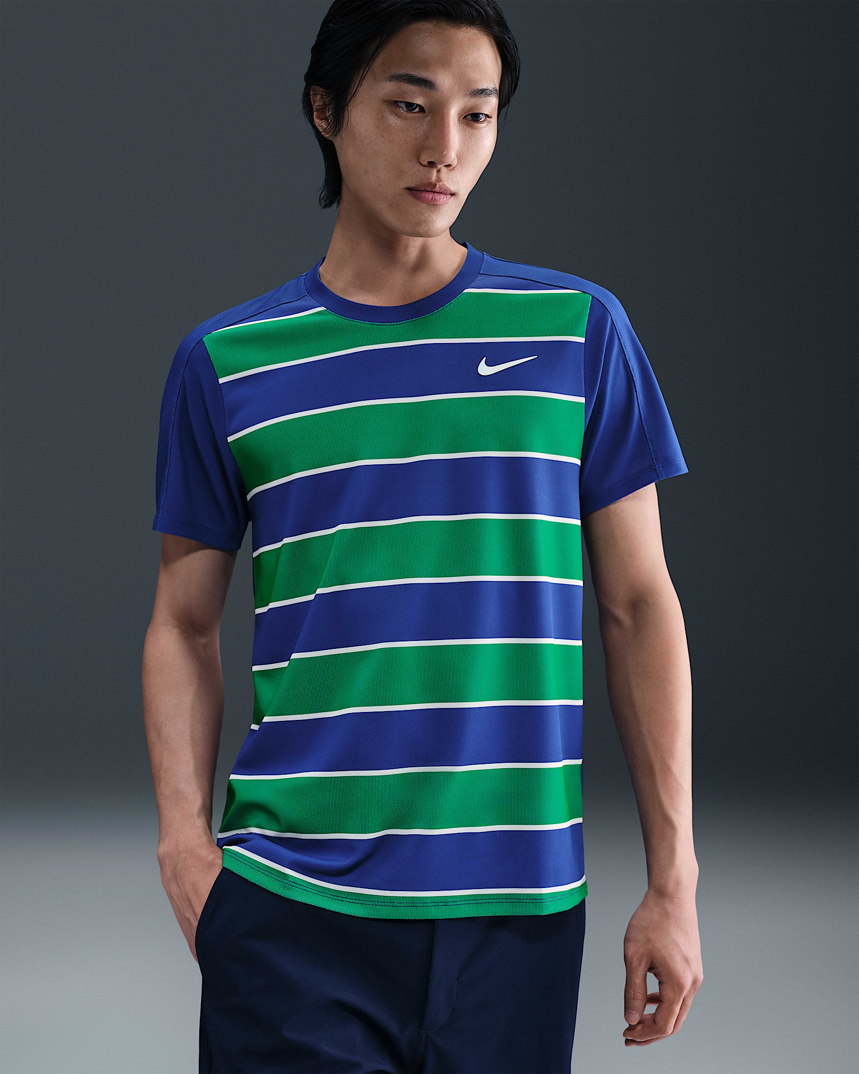 NikeCourt Slam Men's Dri-FIT ADV Tennis Top - Deep Night/White