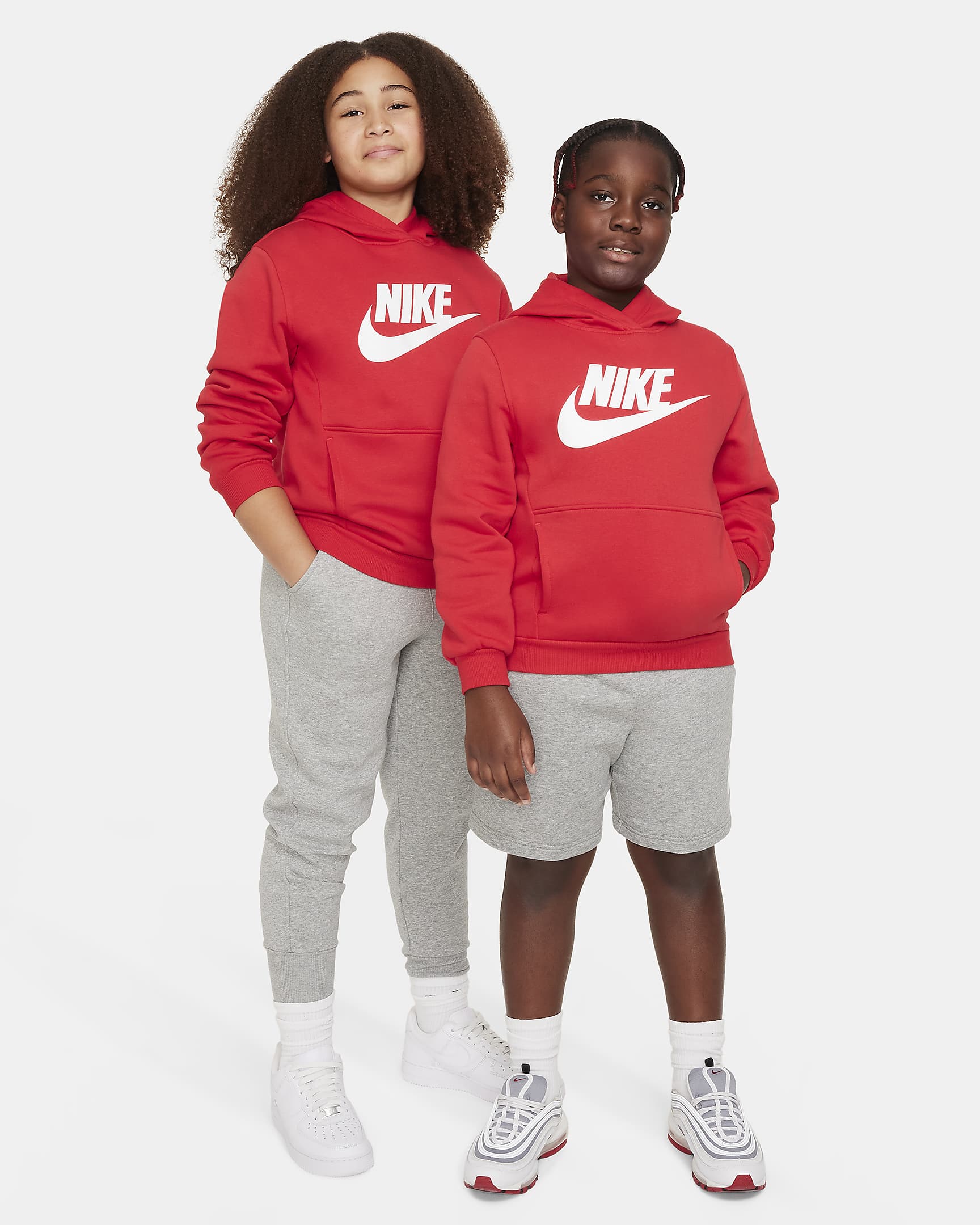 Nike Sportswear Club Fleece Big Kids' Hoodie (Extended Size) - University Red/White