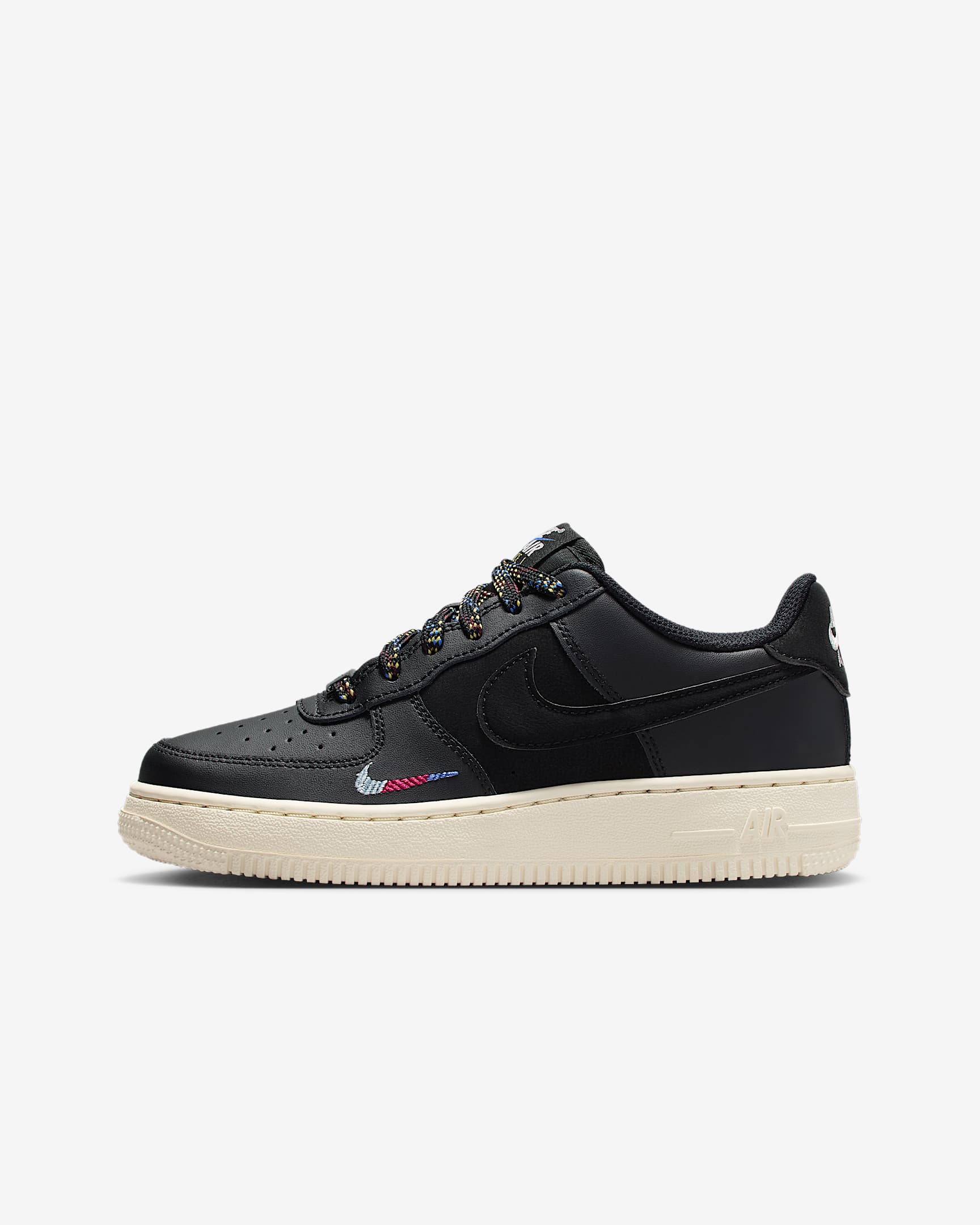 Boty Nike Air Force 1 LV8 1 pro větší děti - Černá/Saturn Gold/Comet Blue/Černá