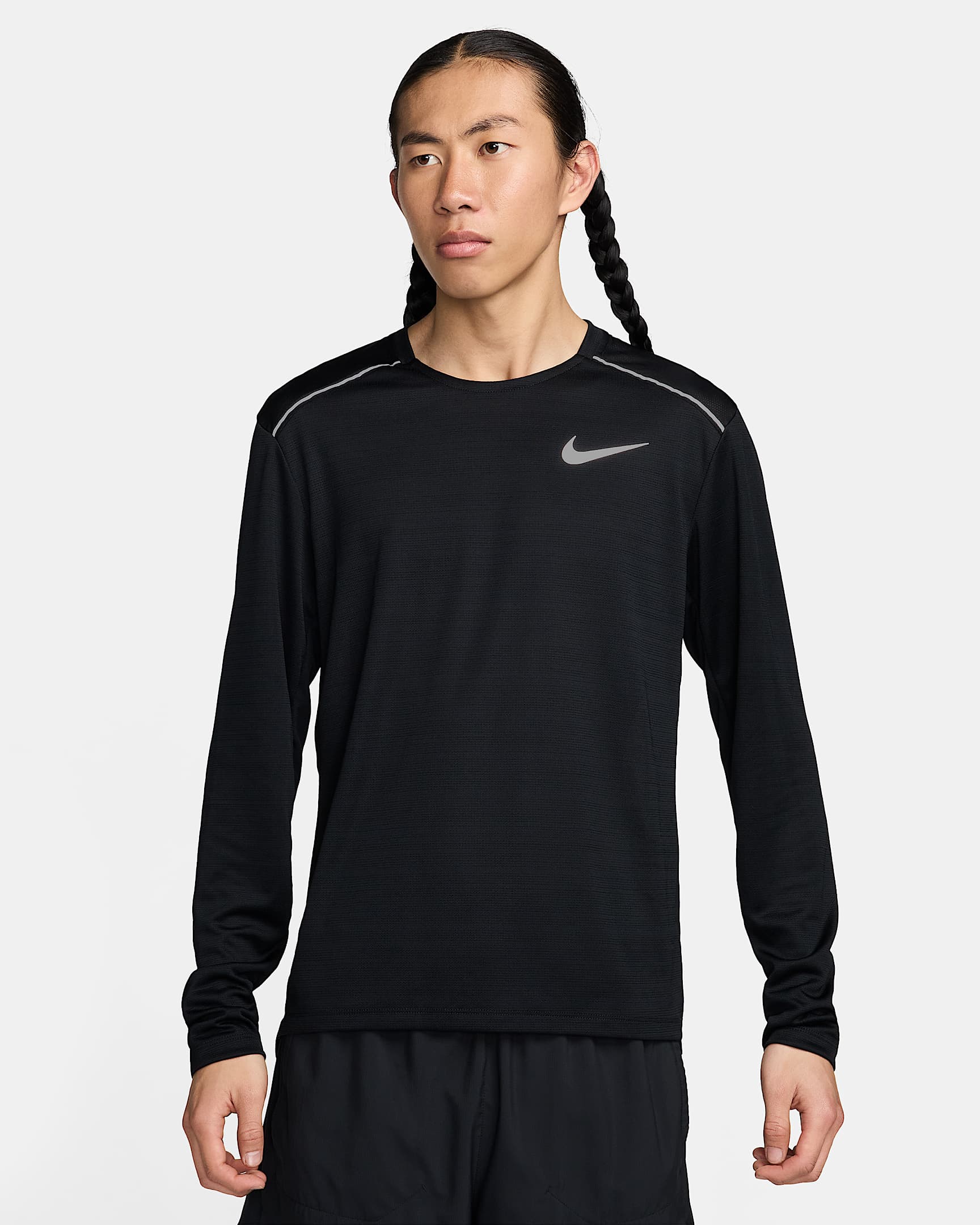 ナイキ Dri-FIT マイラー メンズ ロングスリーブ ランニングトップ - ブラック/ブラック