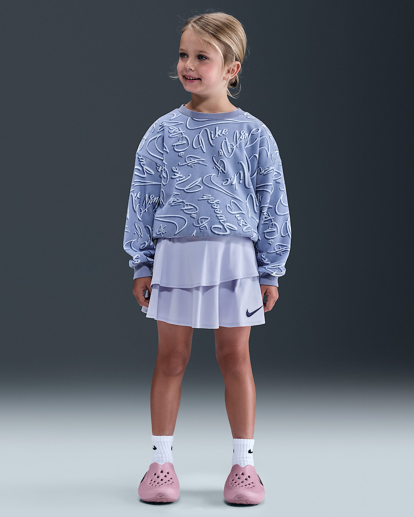 Nike Swoosh On Pointe Little Kids' Floral Futura 2-Piece Scooter Set - Ghost