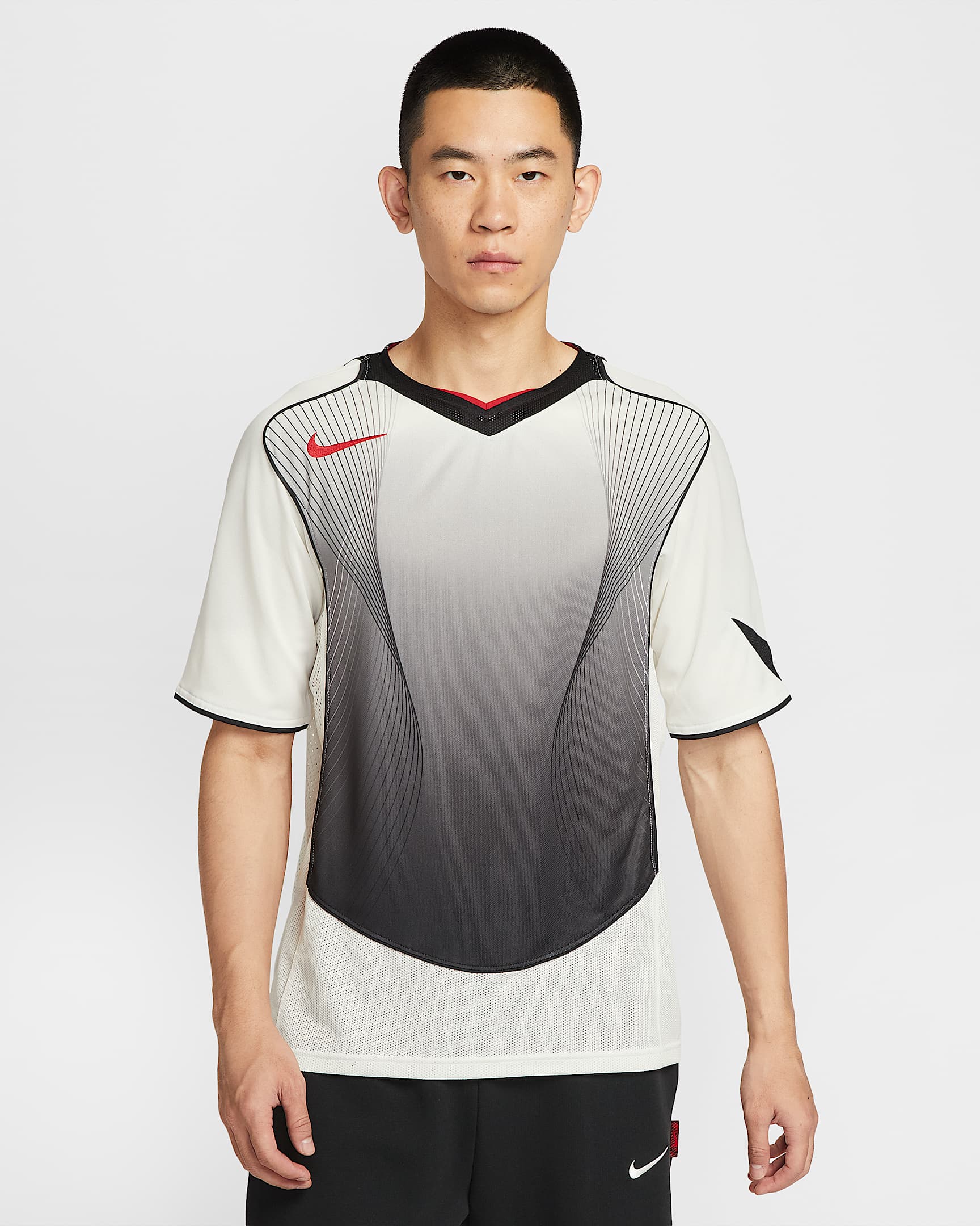 나이키 토탈 90 남성 드라이 핏 반팔 축구 저지 - 세일/블랙/블랙/짐 레드