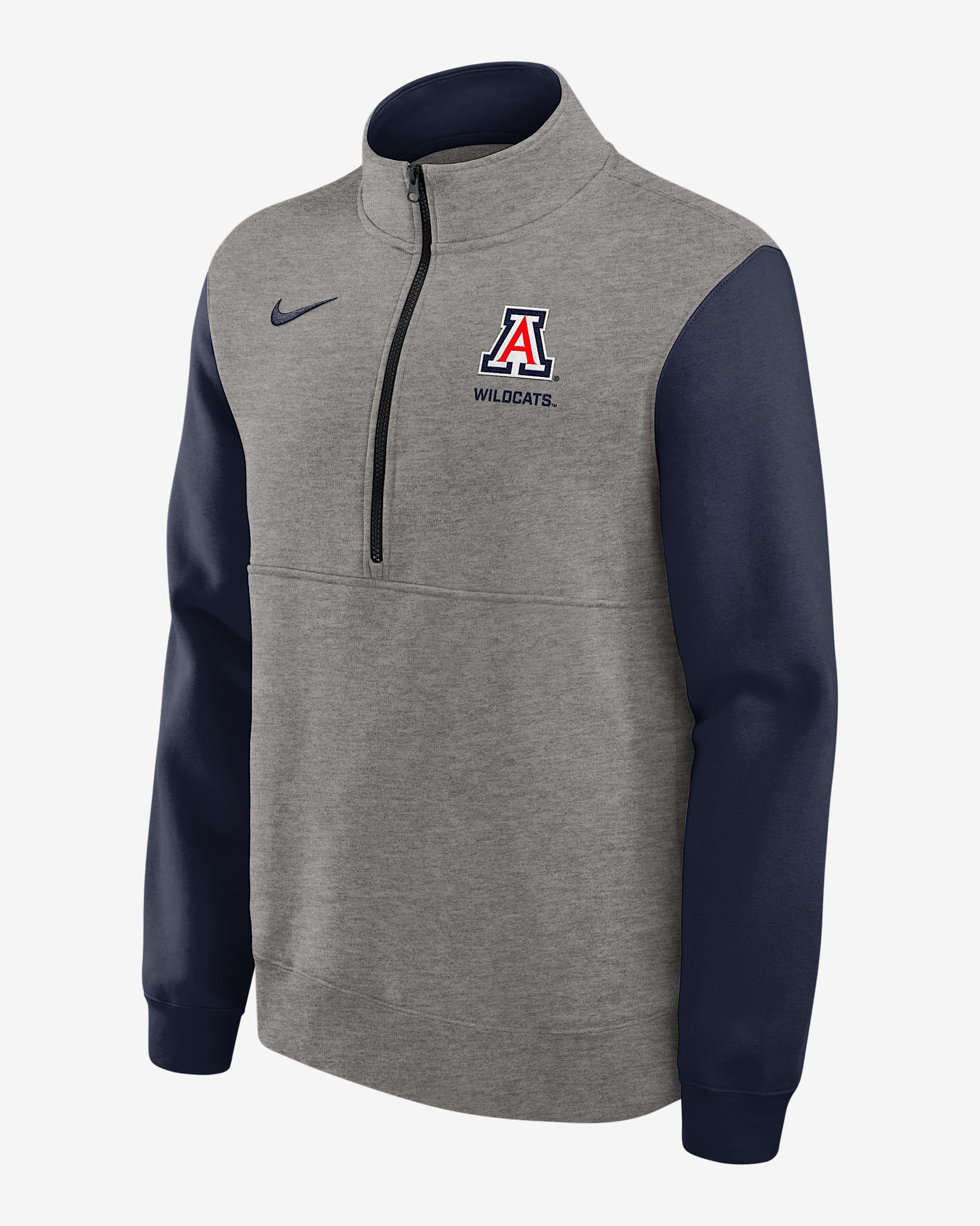 Sudadera de cuello redondo universitaria Nike de medio cierre para hombre Arizona Club - Gris jaspeado