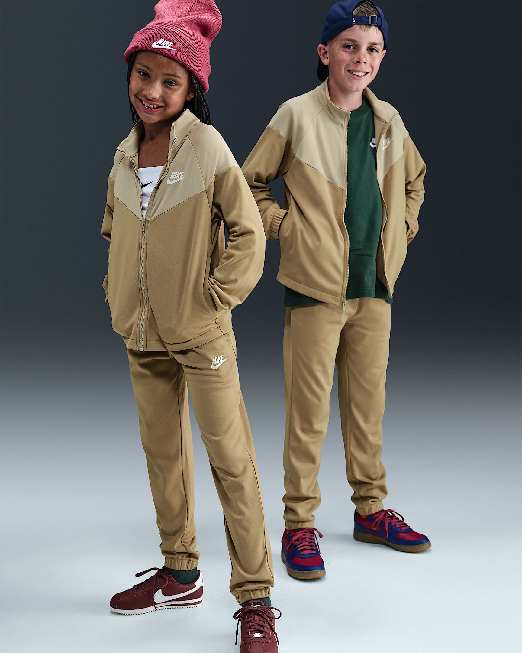 Nike Sportswear Older Kids' Dri-FIT Tracksuit - Parachute Beige/Desert Khaki/White