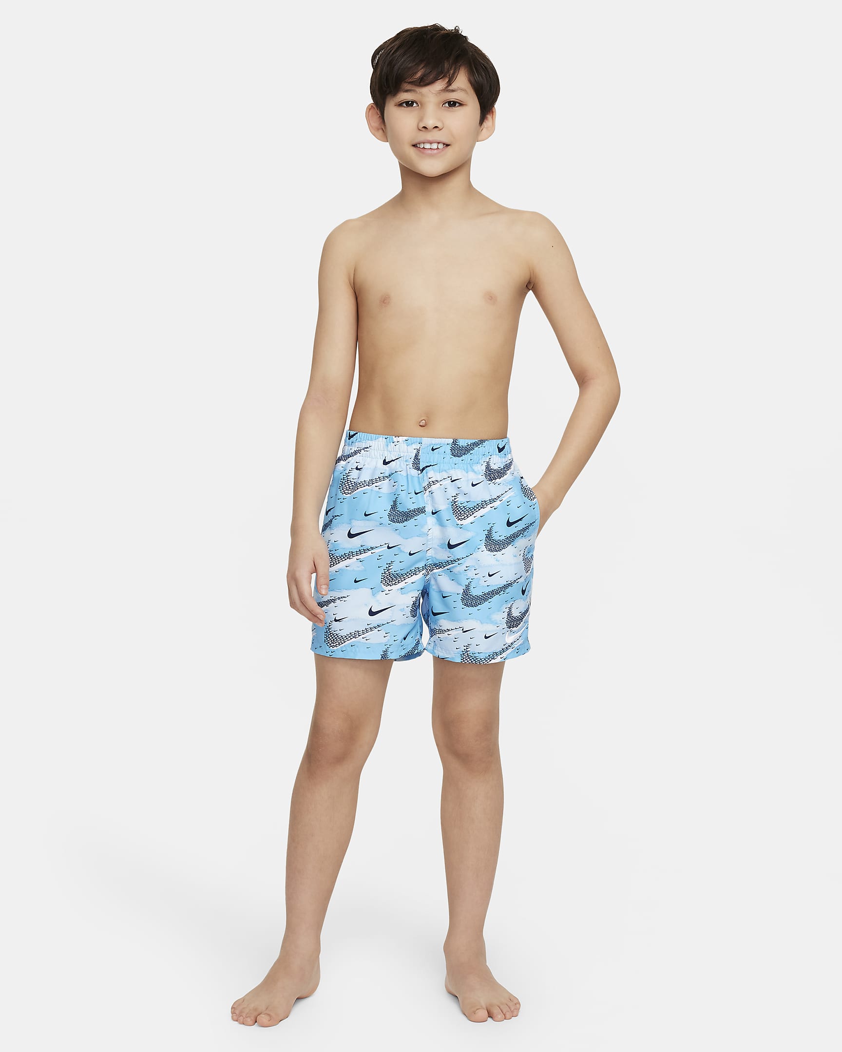 Nike Swim Flock Big Kids' (Boys') 4" Volley Shorts - Aquarius Blue