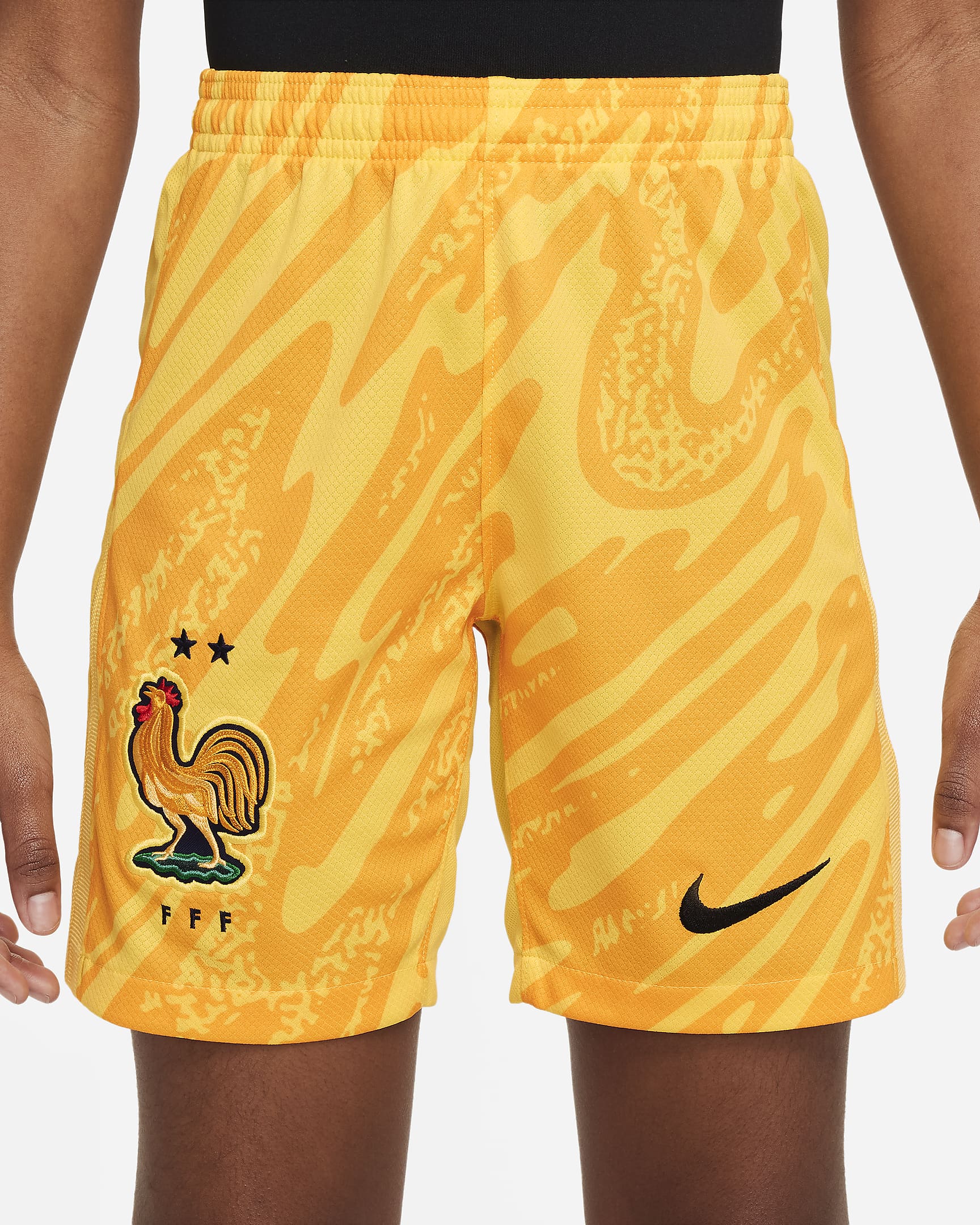 Short de foot Replica Nike Dri-FIT FFF 2024 Stadium Extérieur pour ado - Tour Yellow/University Gold/Noir