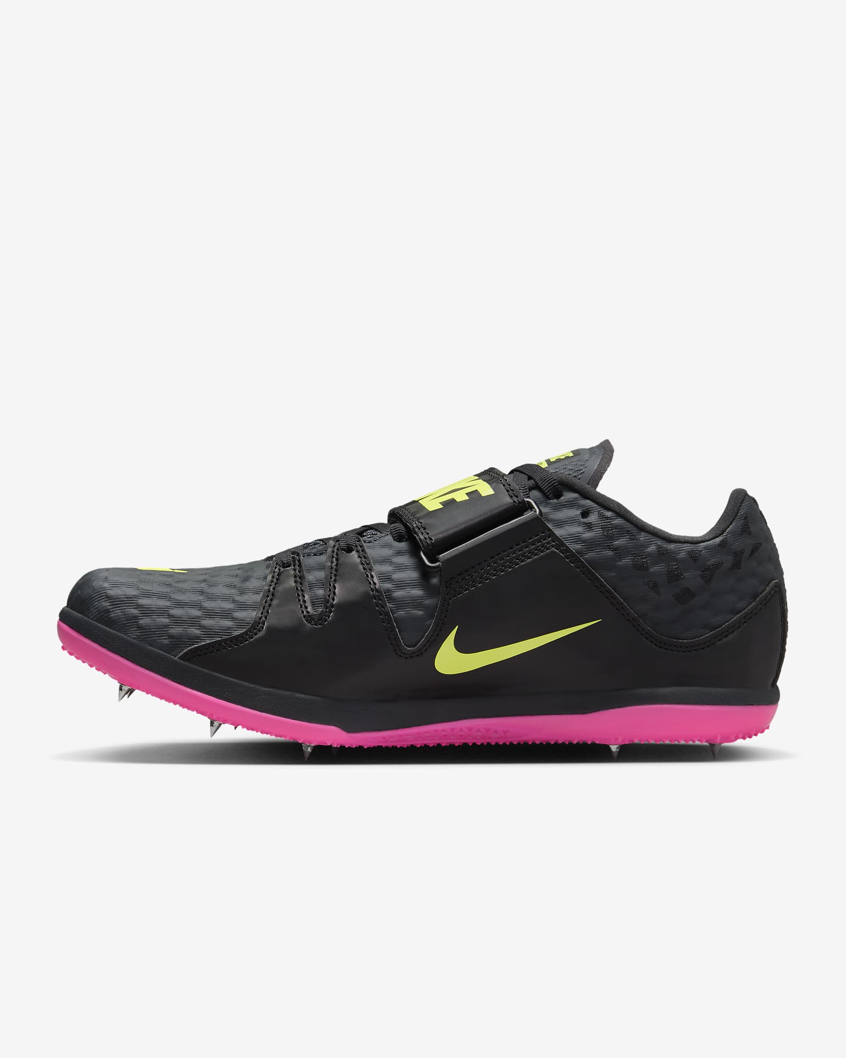 Παπούτσι στίβου για άλματα Nike High Jump Elite - Anthracite/Μαύρο/Light Lemon Twist/Fierce Pink