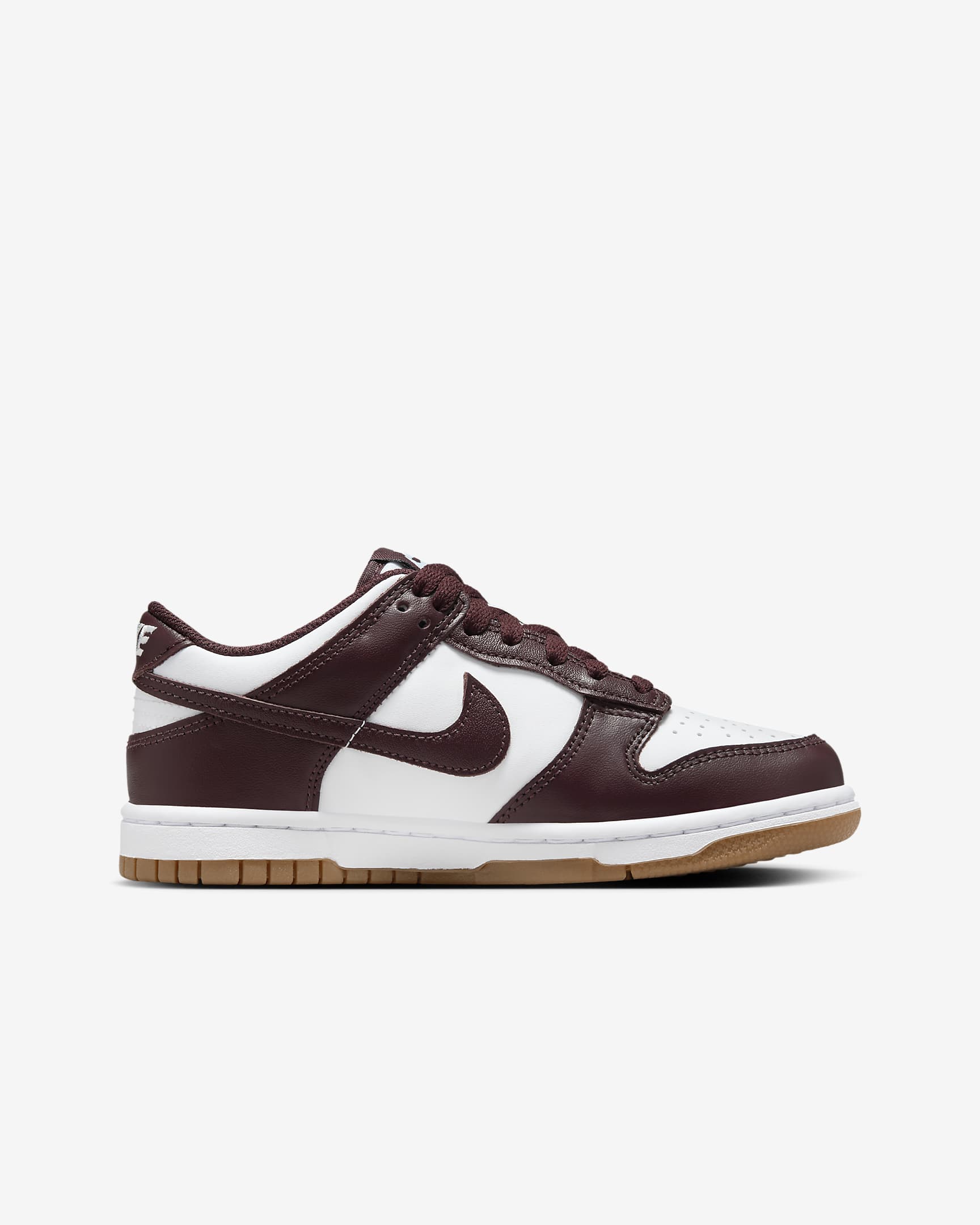 Nike Dunk Low Big Kids' Shoes - White/Gum Light Brown/Burgundy Crush