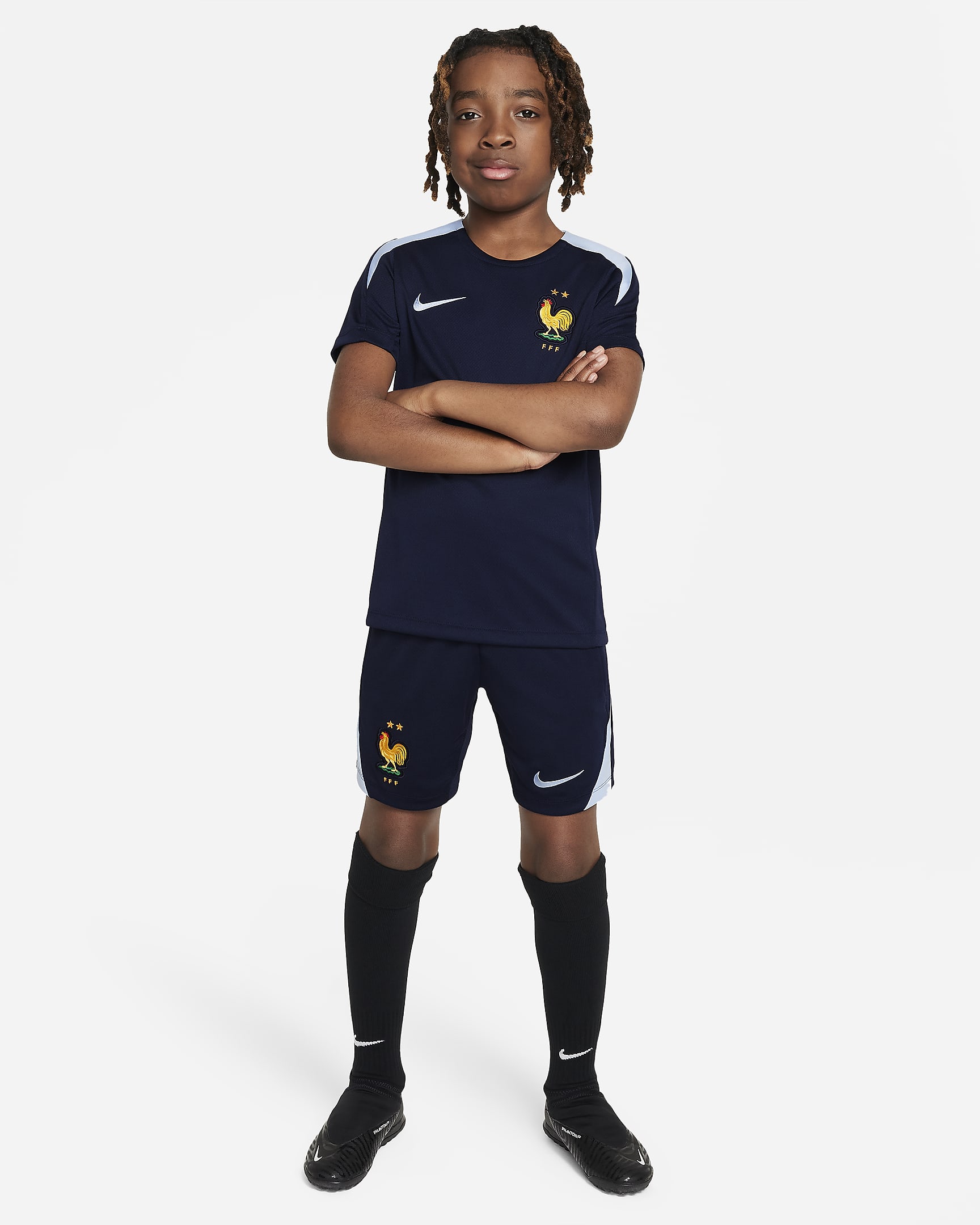 Fotbollsshorts FFF Strike Nike Dri-FIT i stickat material för ungdom ...
