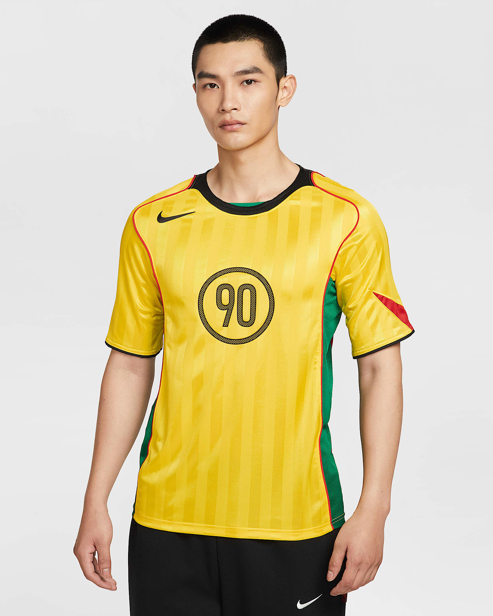 Nike Total 90 男款 Dri-FIT 足球衣 - Tour Yellow/黑色/Sport Red/黑色