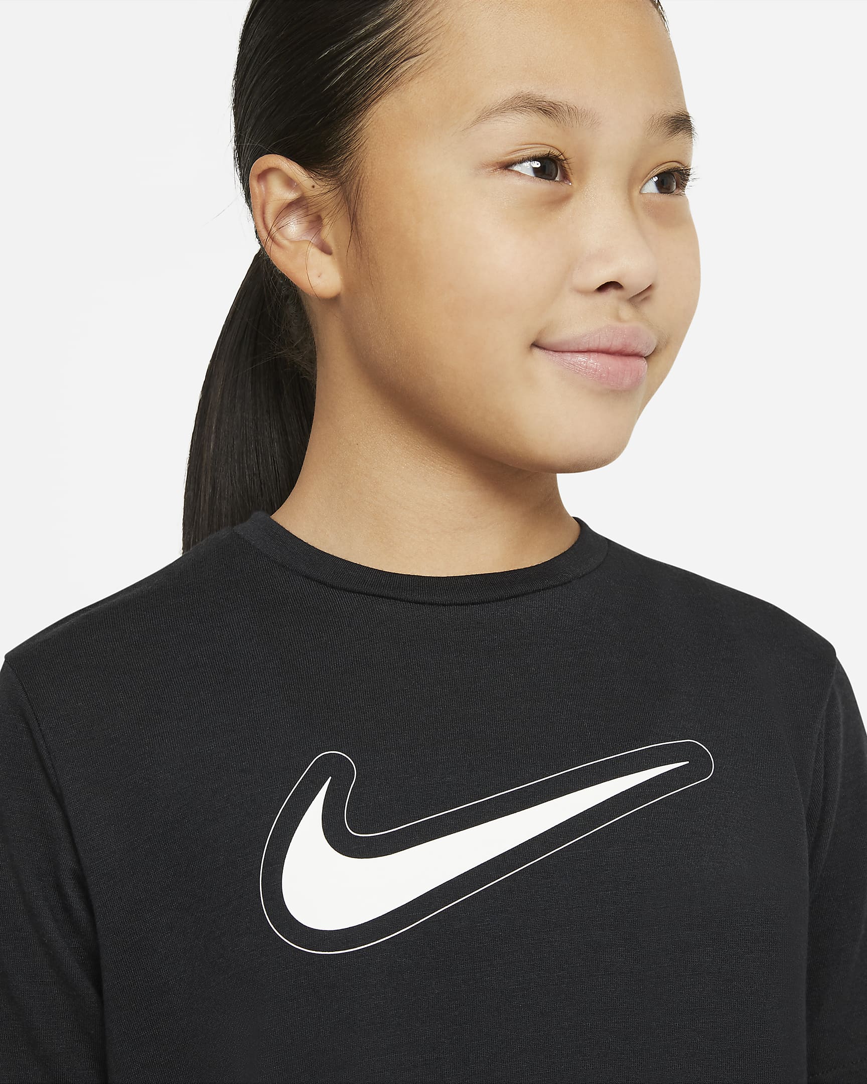 Nike Dri-FIT Trophy Big Kids' (Girls') Short-Sleeve Training Top - Black/Black/White