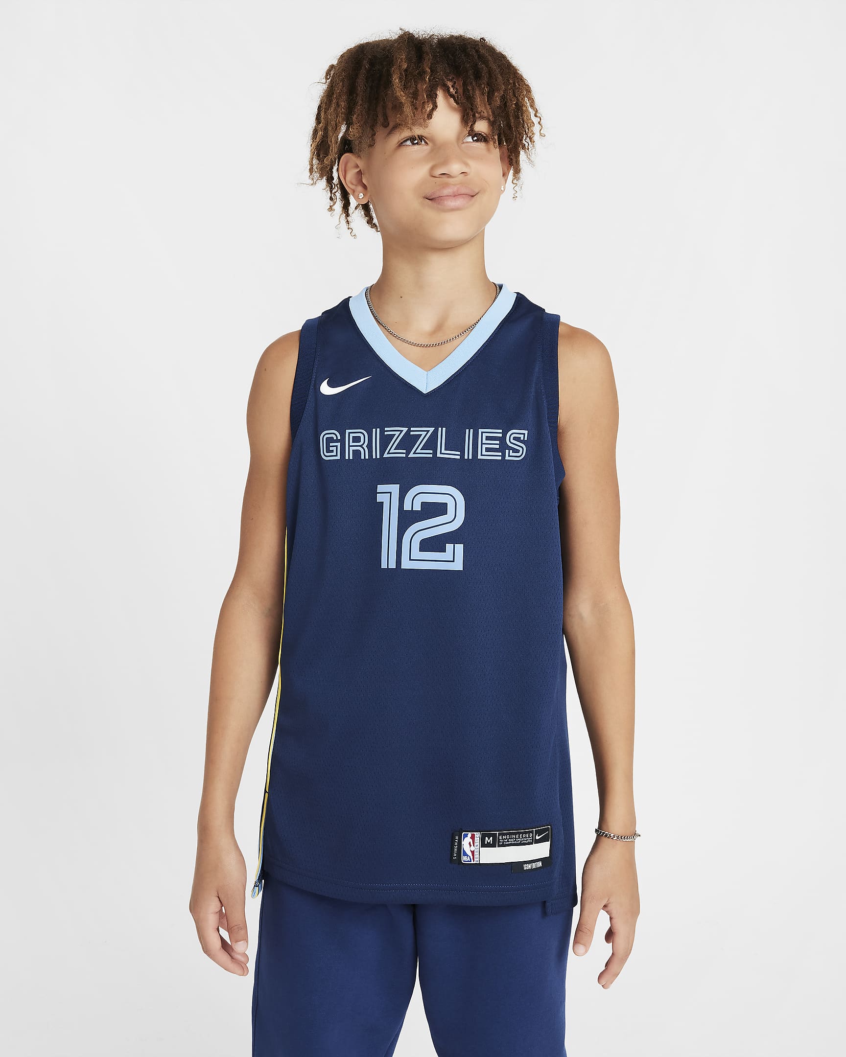 Memphis Grizzlies 2023/24 Icon Edition Nike NBA Swingman Jersey för ungdom - College Navy