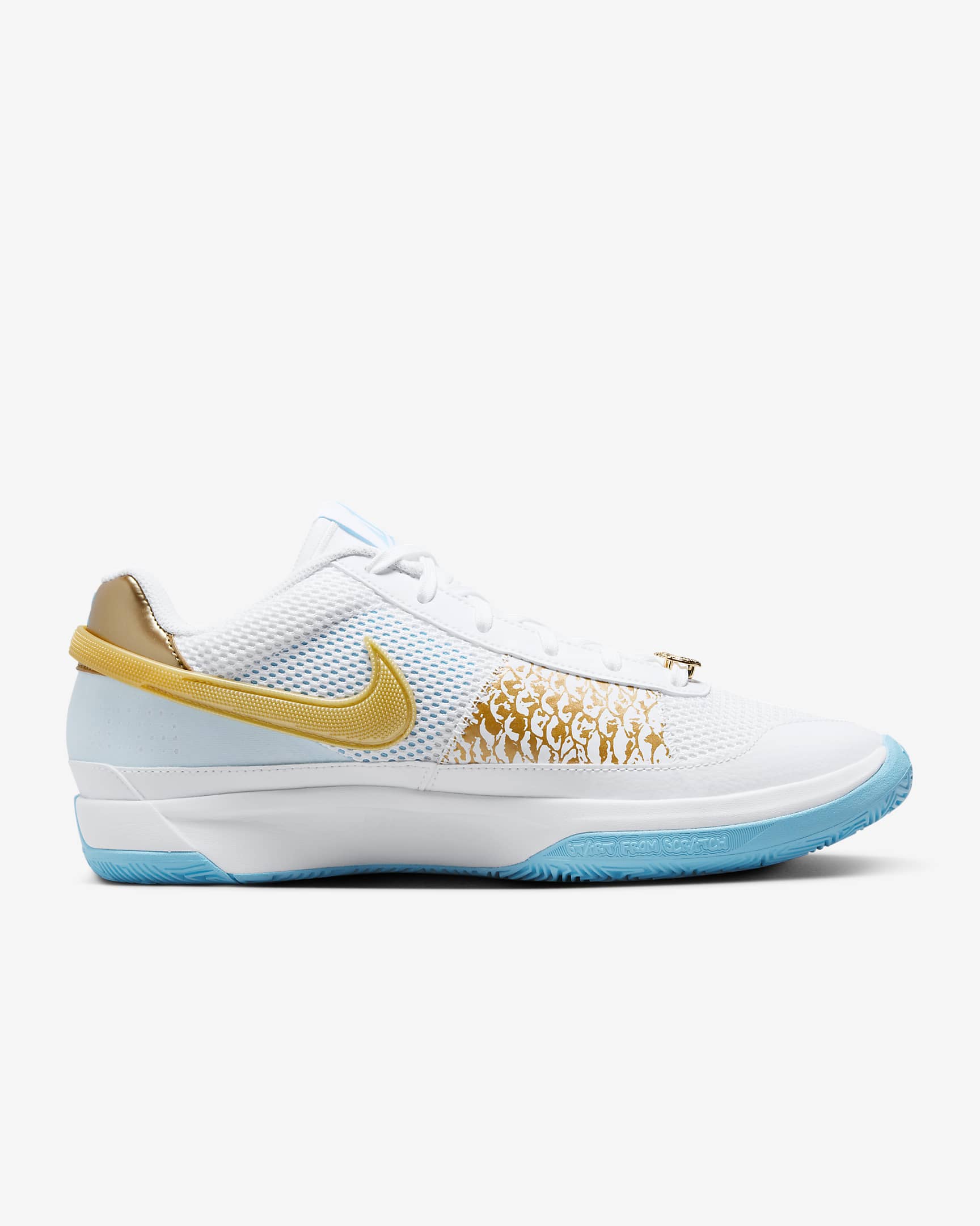 JA 1 EP Basketball Shoes - White/Aquarius Blue/Glacier Blue/Metallic Gold