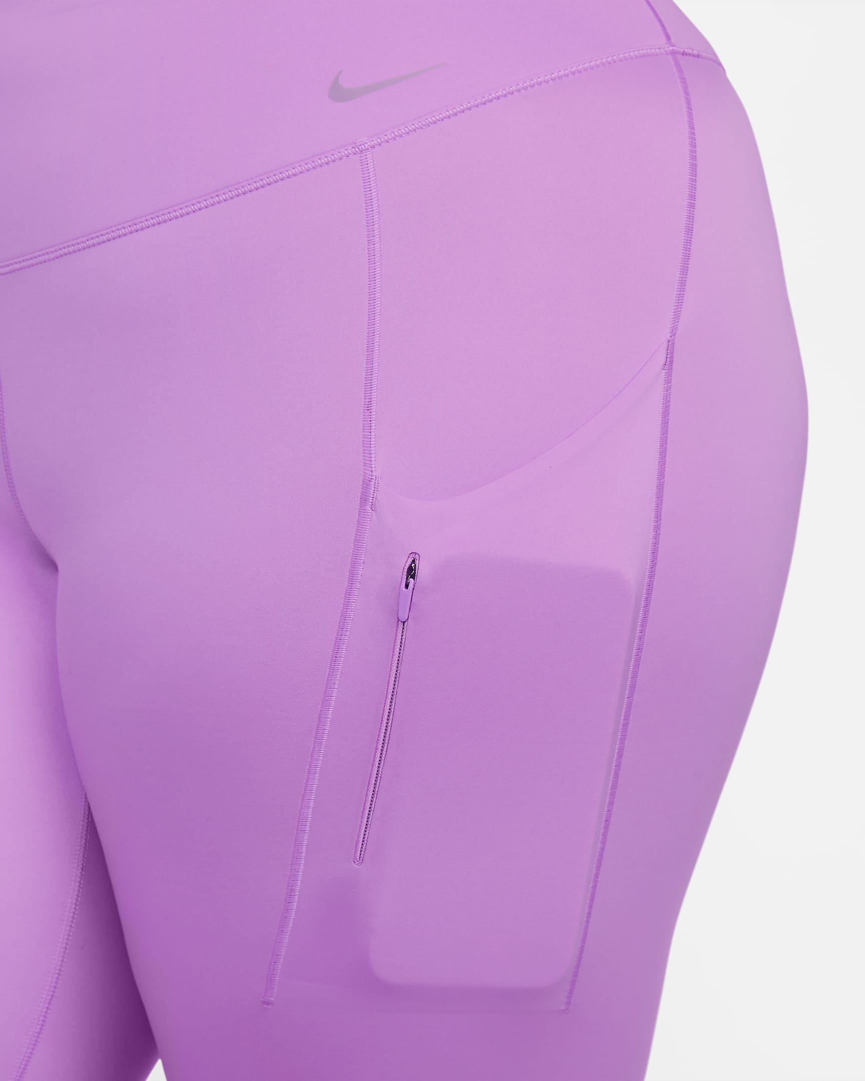 Leggings cropped de tiro alto y sujeción firme con bolsillos para mujer Nike Go (talla grande) - Fucsia enérgico/Negro