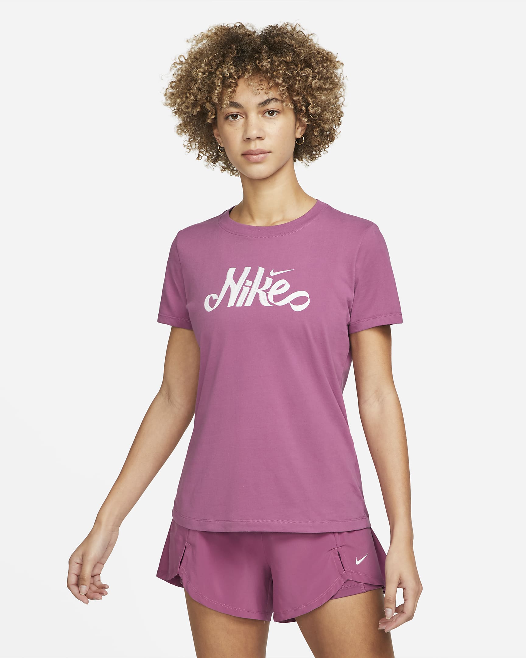 Playera de entrenamiento para mujer Nike Dri-FIT - Burdeos claro/Blanco