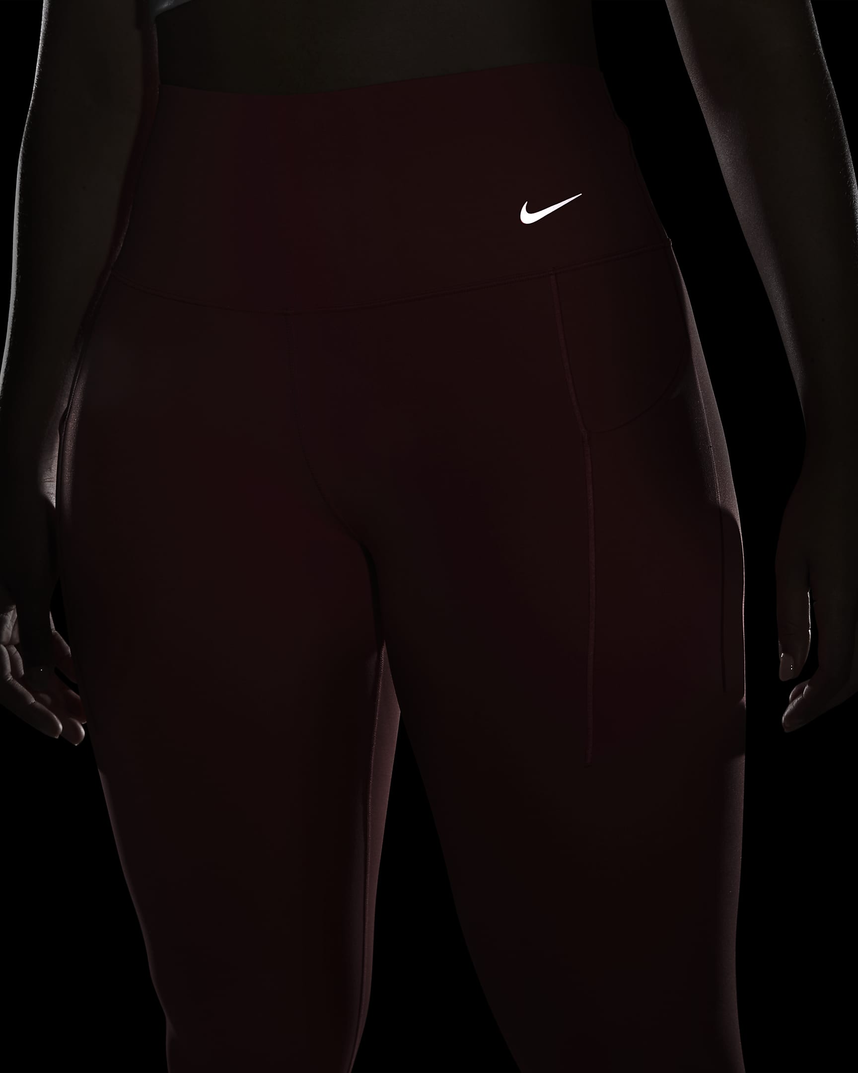 Nike Universa Women's Medium-Support High-Waisted 7/8 Leggings with Pockets - Ember Glow/Black