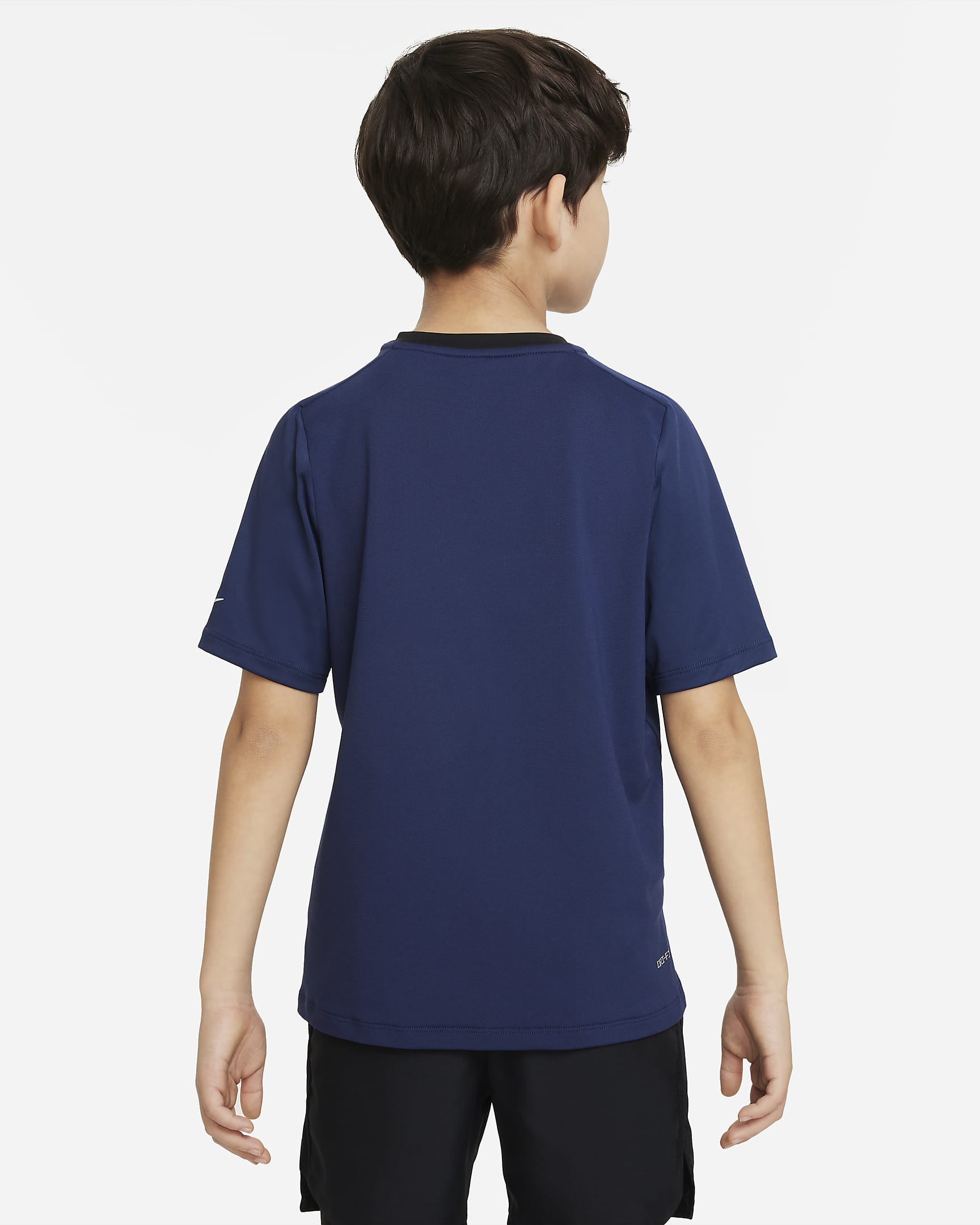 Playera de entrenamiento Dri-FIT para niño talla grande Nike Multi - Azul marino medianoche/Negro