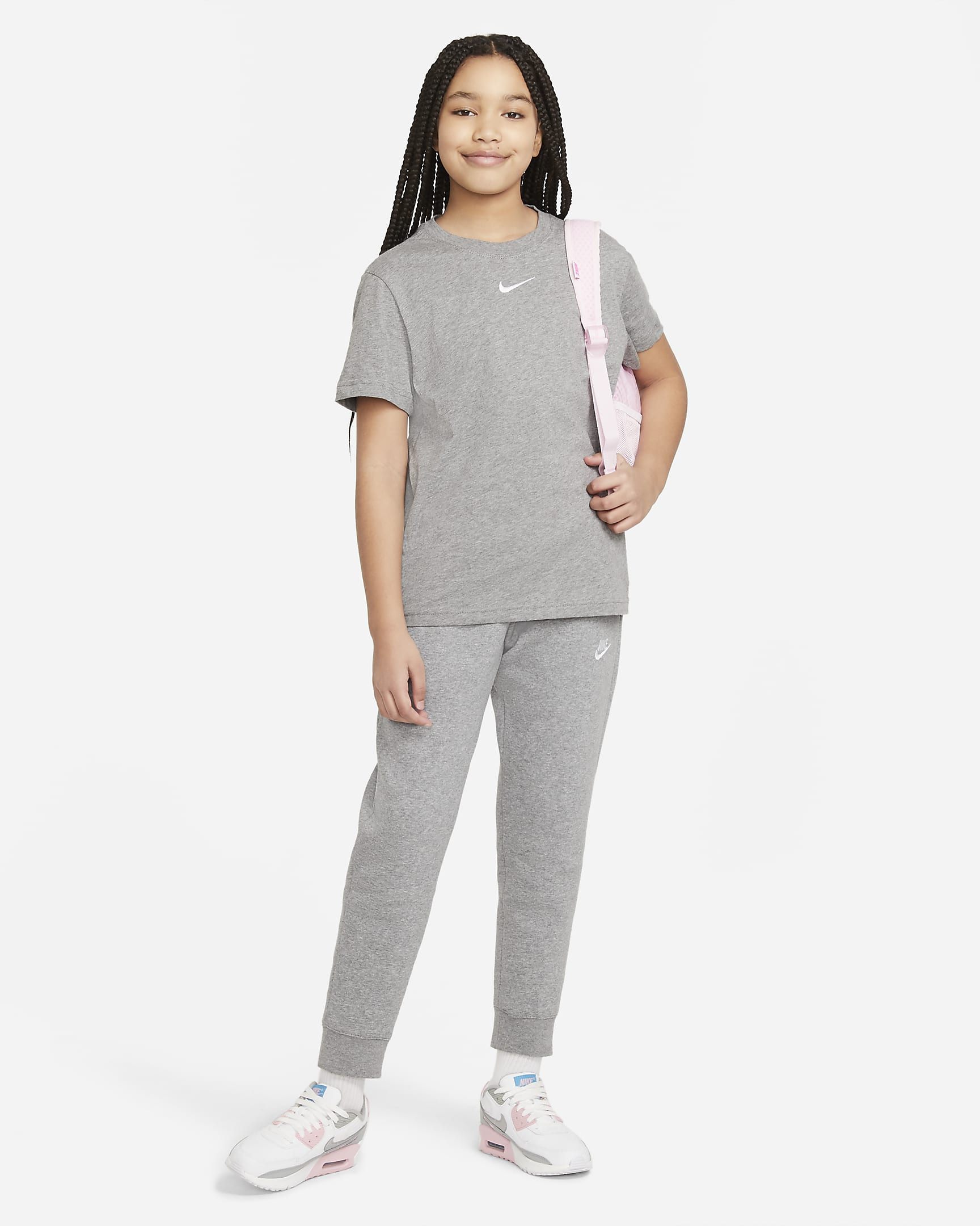 Nike Sportswear Club Fleece Older Kids' (Girls') Trousers - Carbon Heather/White