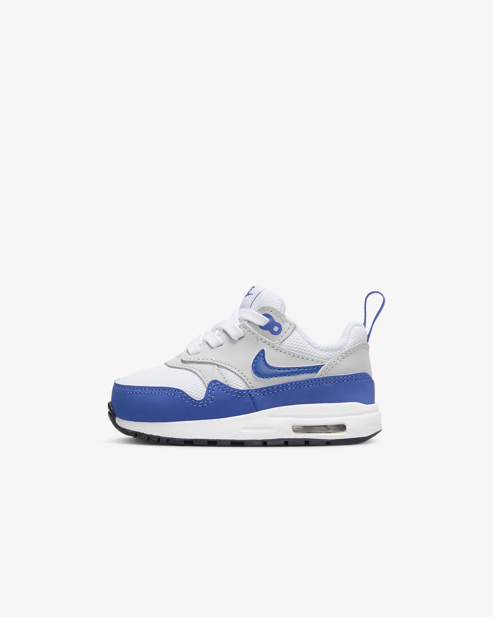 Air Max 1 EasyOn sko til sped-/småbarn - Hvit/Neutral Grey/Svart/Game Royal