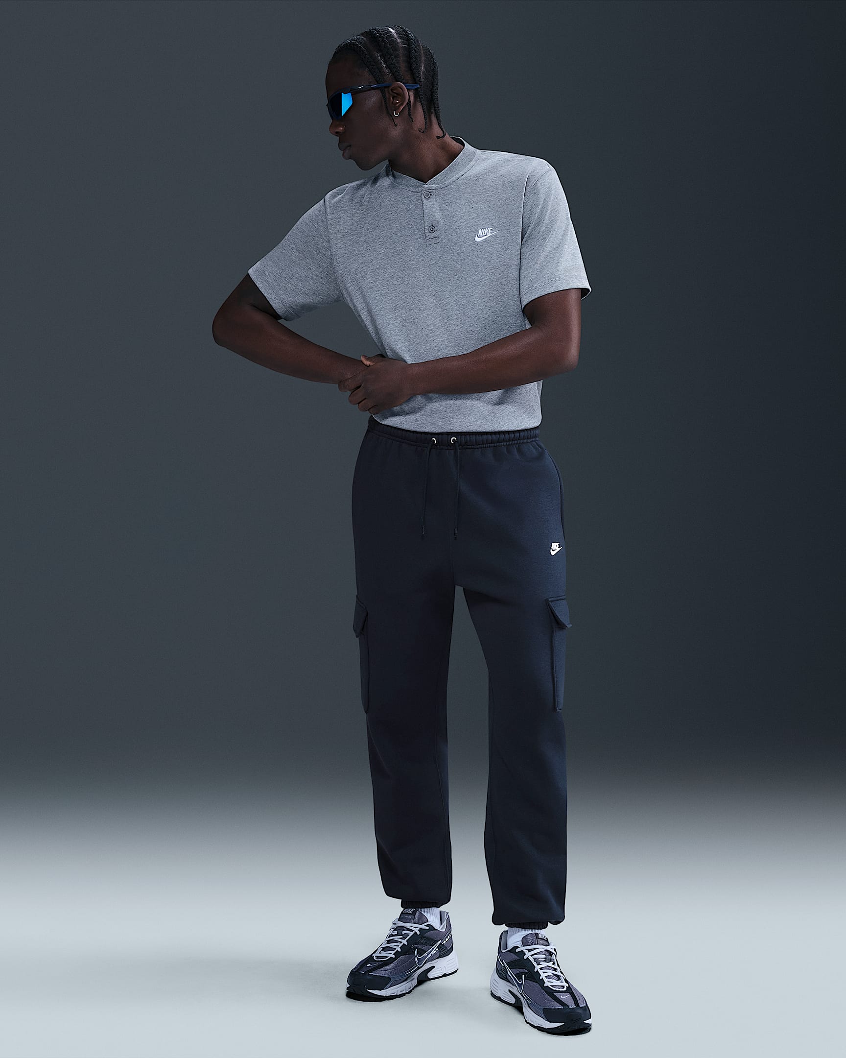 Pantalon cargo Nike Club Fleece pour homme - Obsidian/Obsidian/Blanc