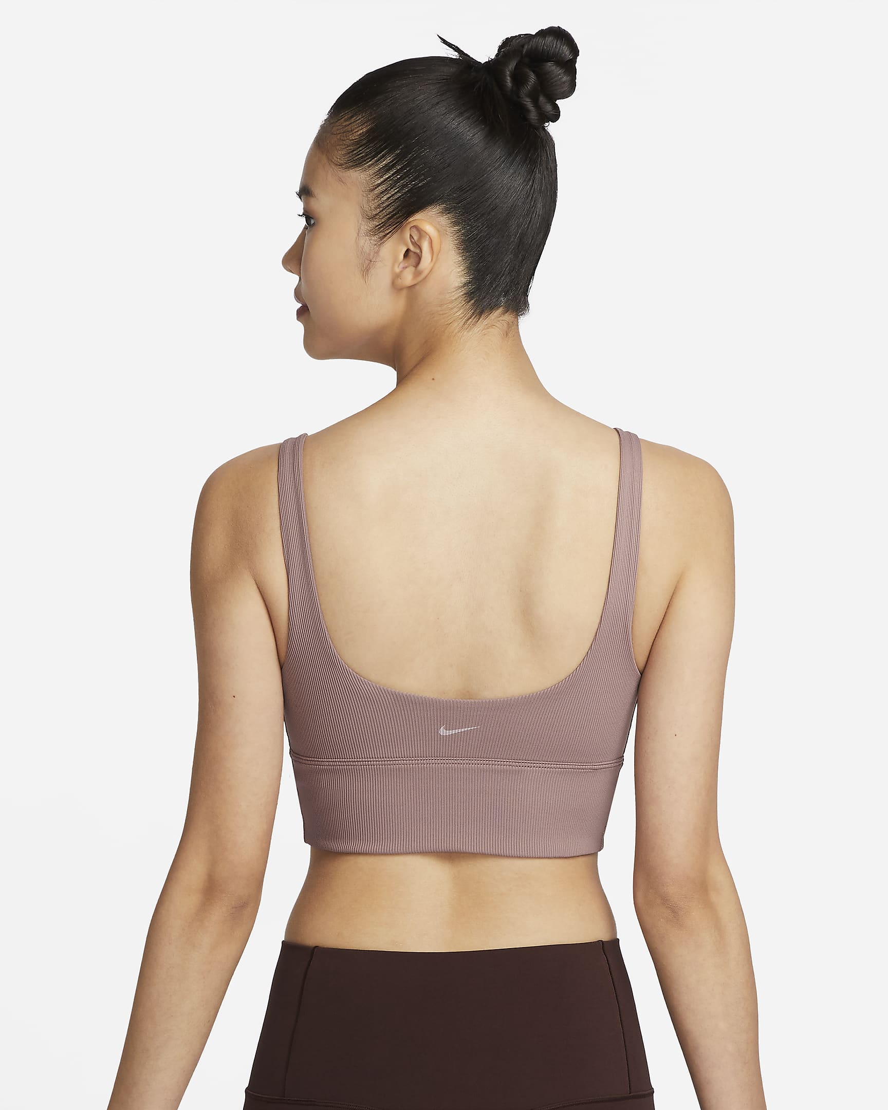 Nike Zenvy Rib Women's Light-Support Padded Longline Sports Bra - Smokey Mauve/Smokey Mauve/White