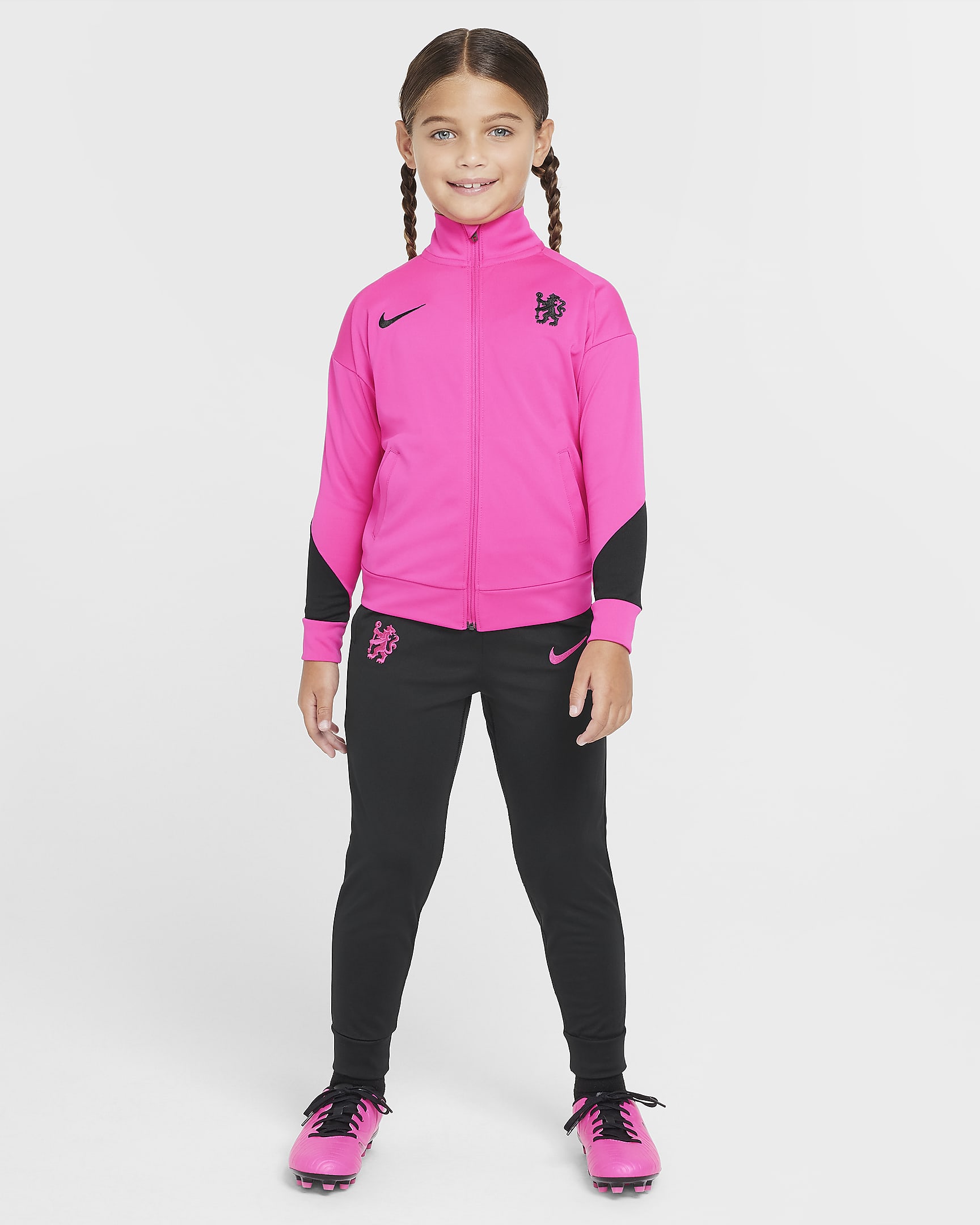 Tuta da calcio in maglia Nike Dri-FIT Chelsea FC Academy Pro per bambino/a – Terza - Pink Prime/Nero/Pink Prime