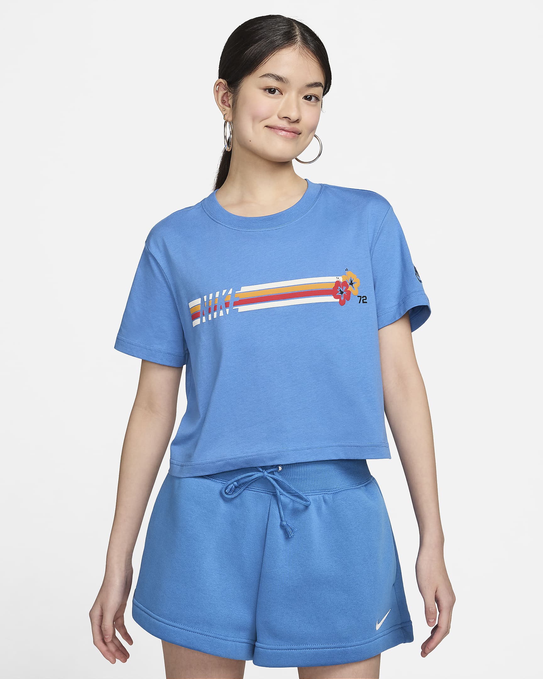 Nike Sportswear Women's Cropped T-Shirt - Star Blue/Star Blue