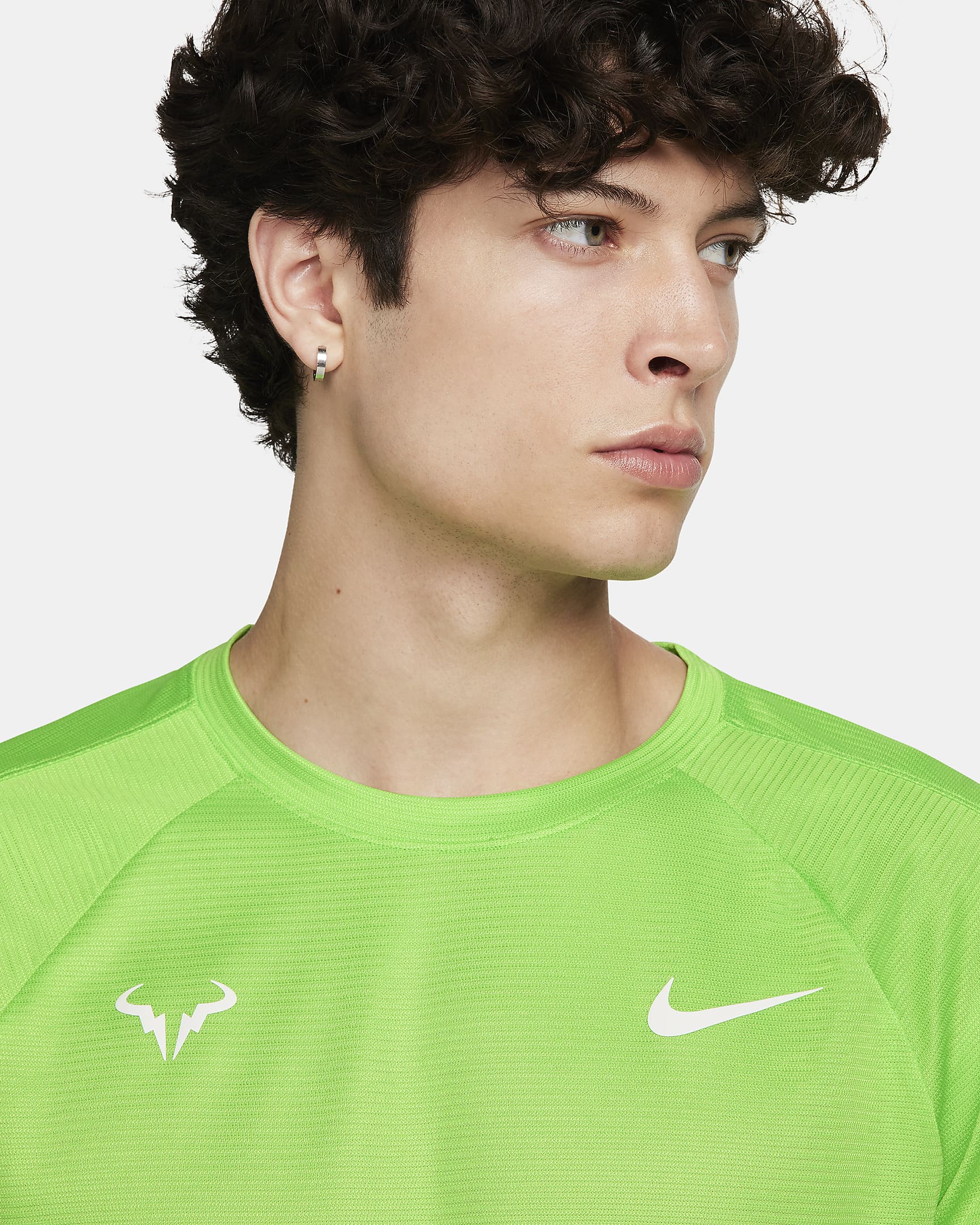 Rafa Challenger Nike Dri-FIT kortermet tennistrøye til herre - Action Green/Light Lemon Twist/Hvit