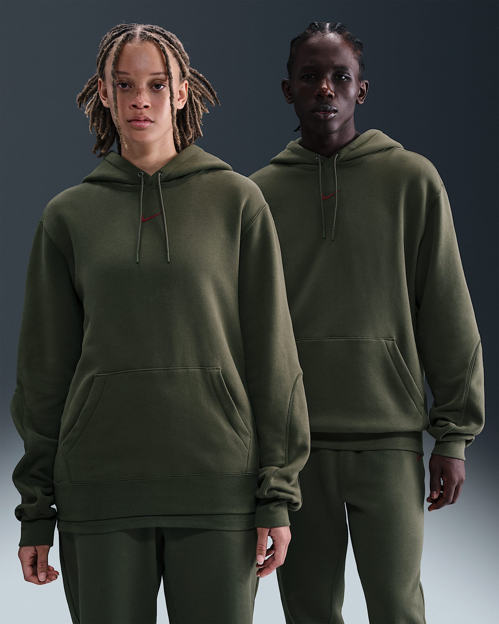 NOCTA Men's Fleece Hoodie - Cargo Khaki/Team Red