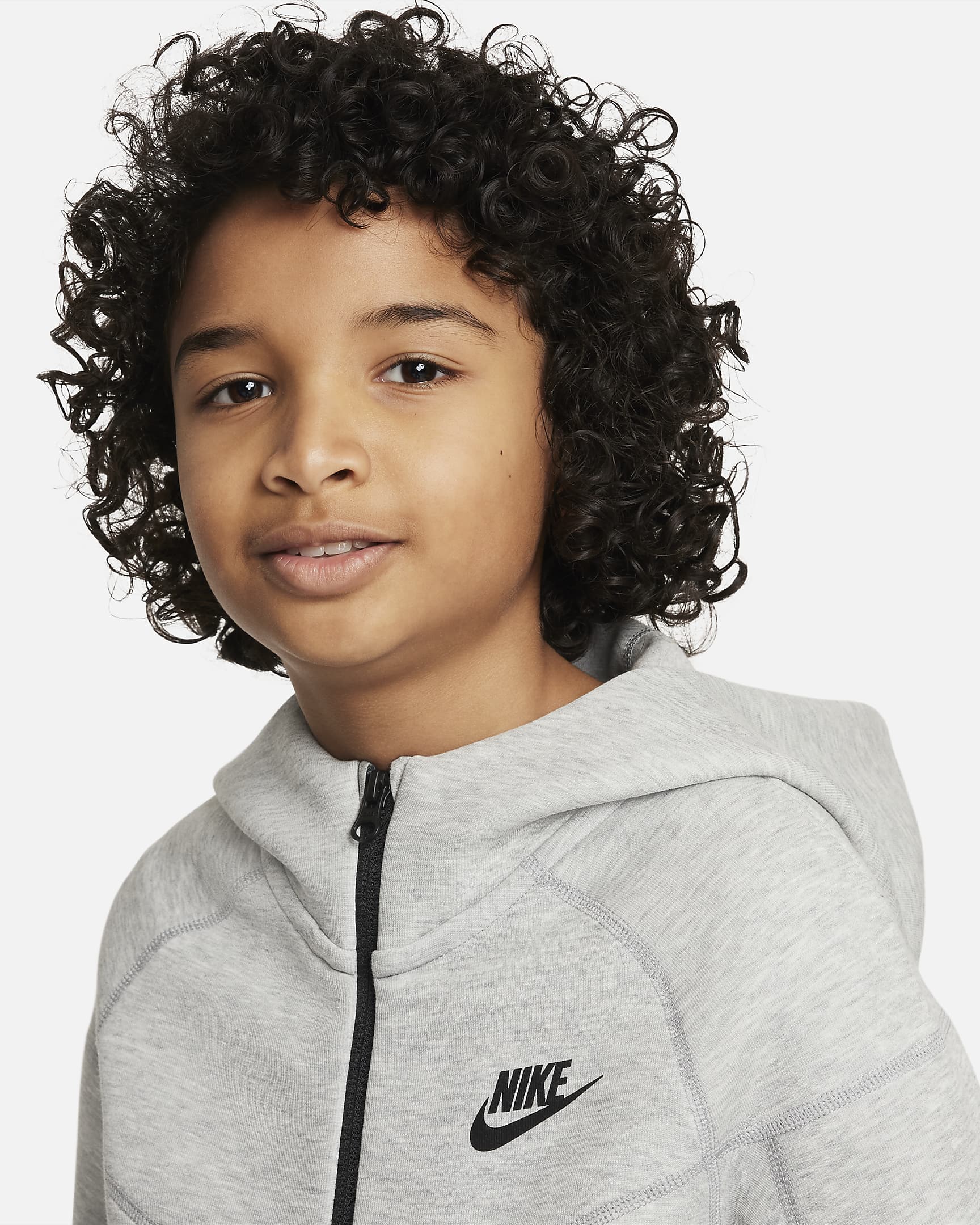 Nike Sportswear Tech Fleece Older Kids' (Boys') Full-Zip Hoodie - Dark Grey Heather/Black/Black